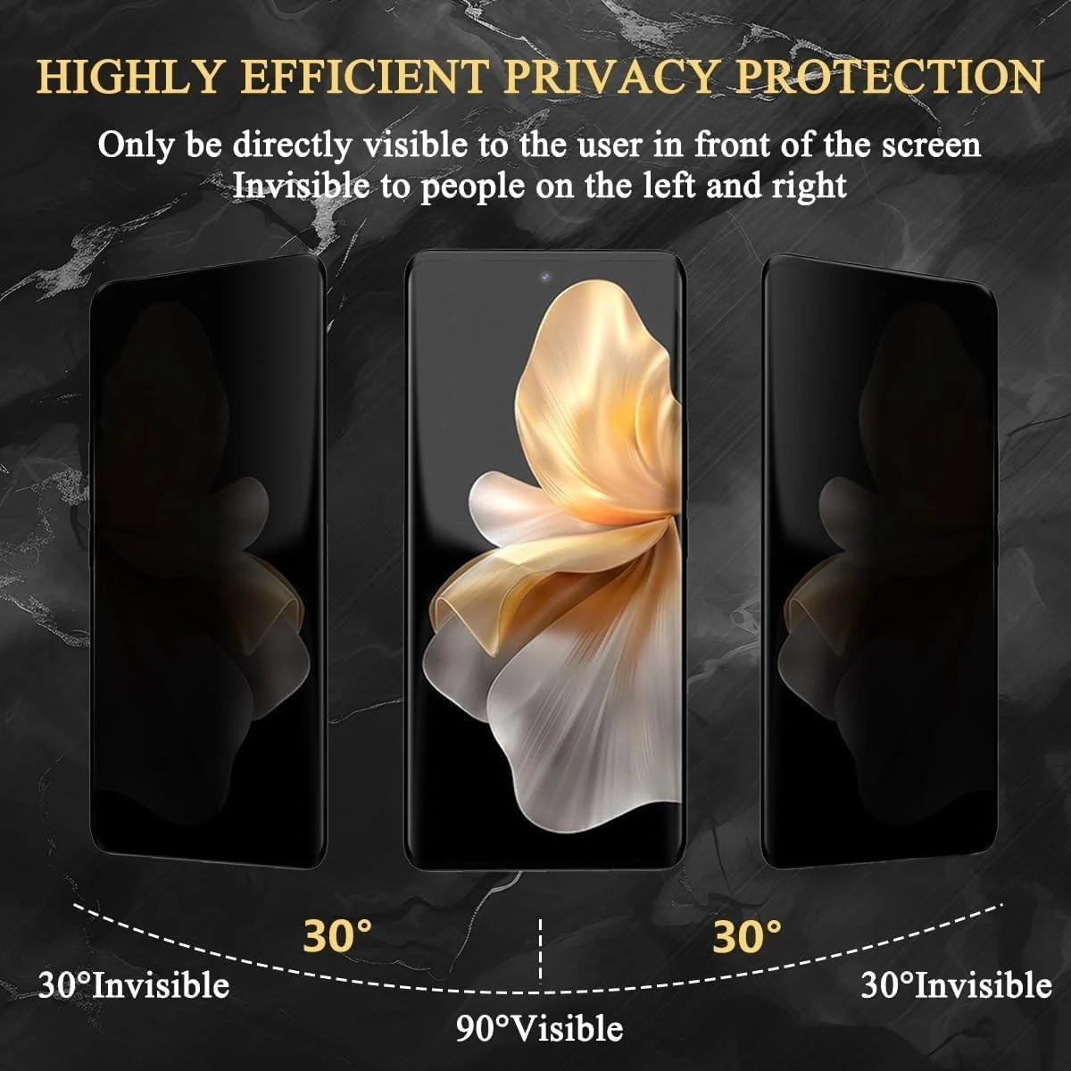 DL3 Mobilak Screen Protector for vivo V30/V30 Pro SCREEN UV UV Glass Fingerprint Reader Support 3D Curved Anti-Spy Tempered Glass Screen Protector - Privacy