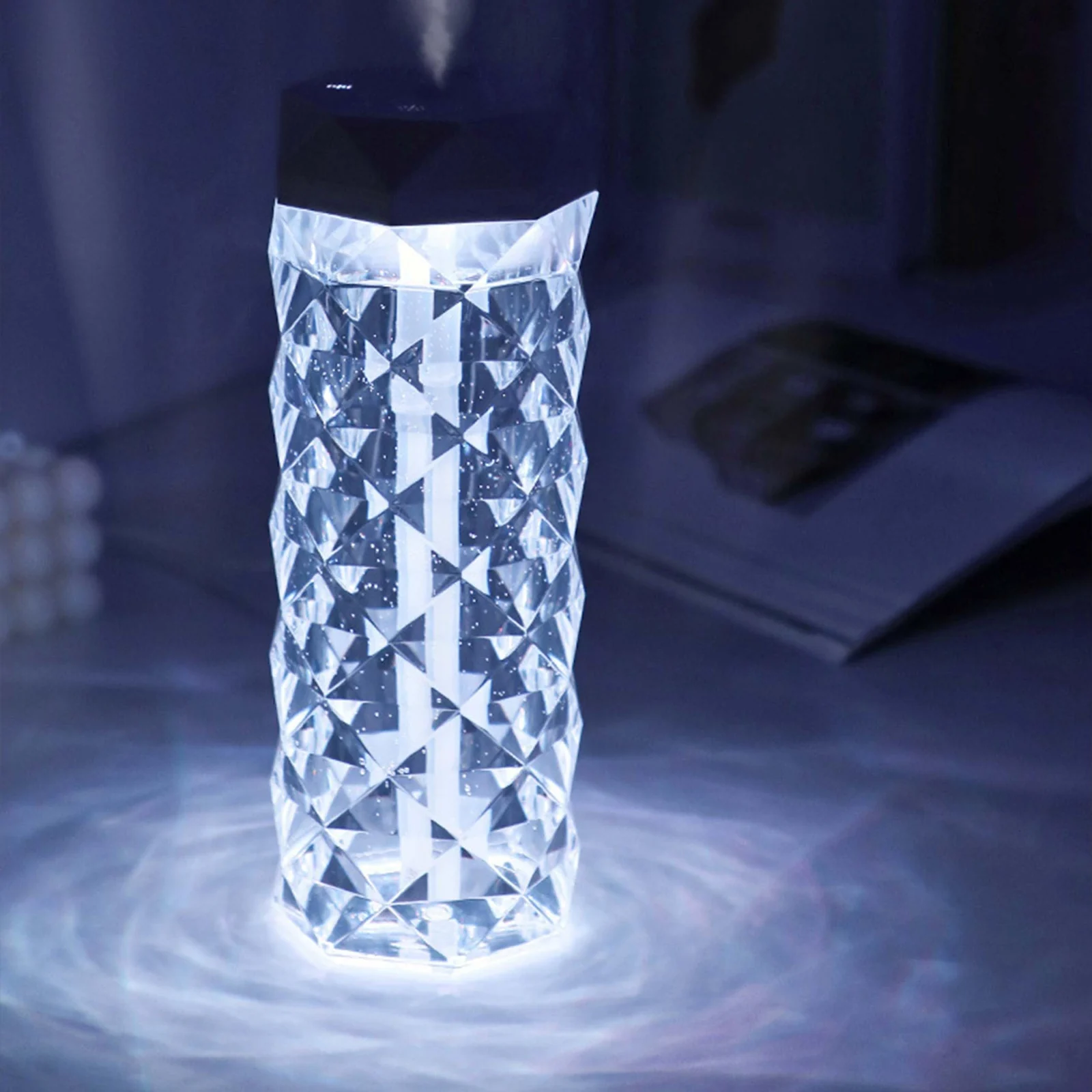 DL3 Mobilak Smart Crystal Lamp Air Humidifier Color Night Light - Lamp with Cool Mist Maker Fogger LED Atmosphere Room Home Decor Light - cool mist humidifier for bedroom Transparency 1000ml - Transparency