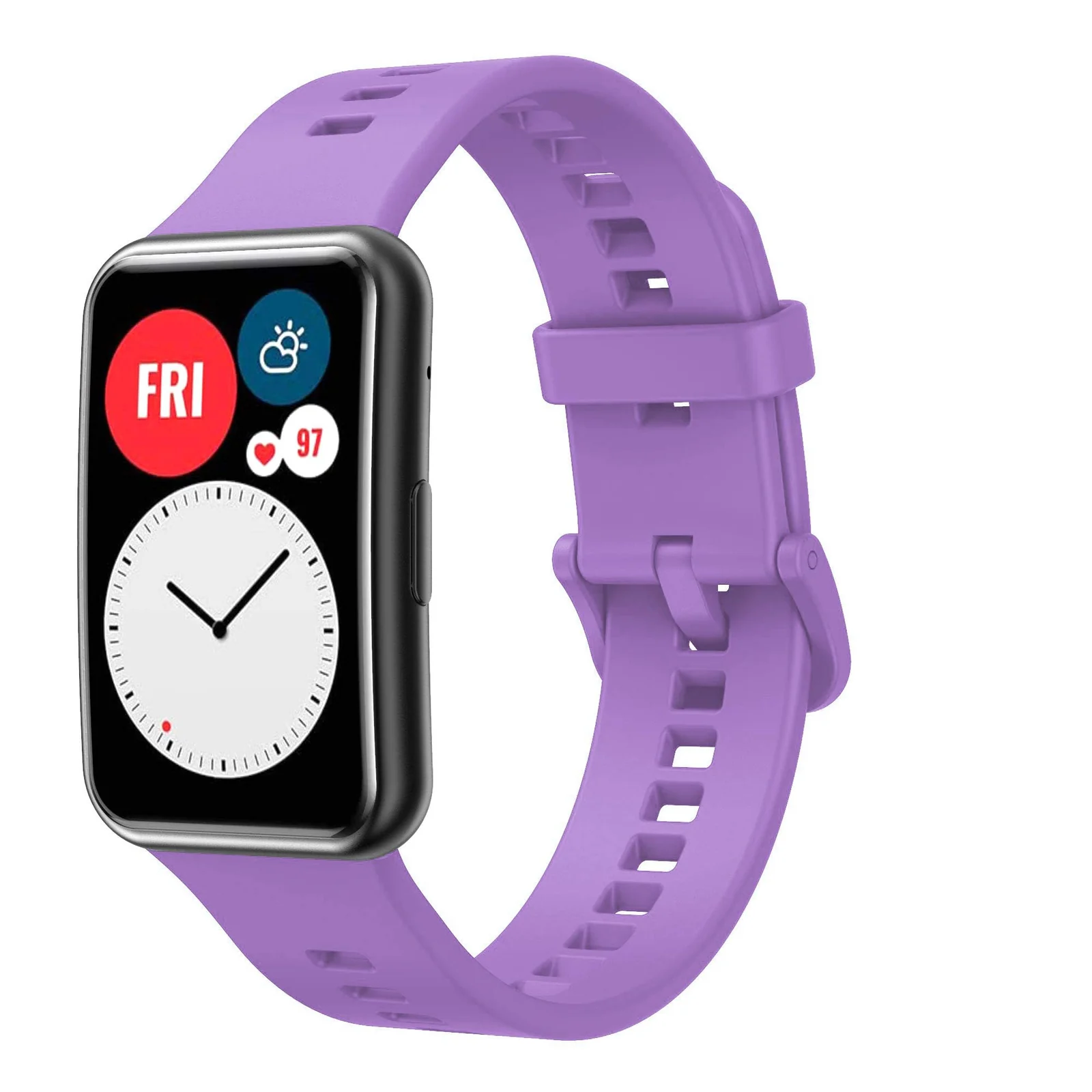 DL3 Mobilak Silicone Strap for Huawei Watch Fit, Soft Band Ultra-Light Waterproof Durable Adjustable Replacement Wristband - Purple