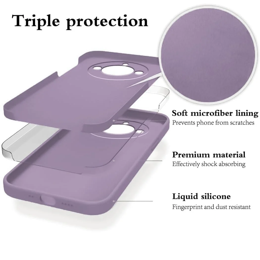 DL3 Mobilak Liquid Silicone Protective Case with Soft Microfiber Lining with Full Camera Protection for realme 11 Pro & realme 11 Pro+ Plus 5G - Lavender