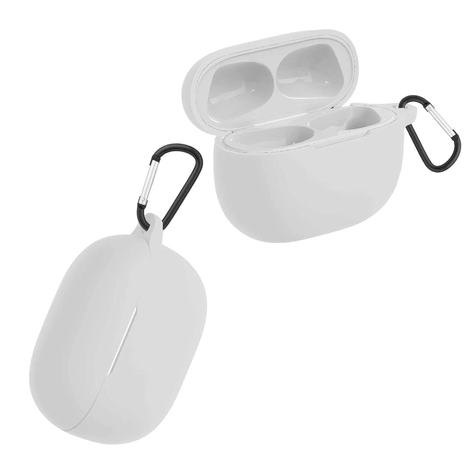 DL3 Mobilak Silicone Case Compatible with Anker Soundcore Life P2i / Anker Soundcore R100 Earbuds, Soft Silicone Protective Case Cover, Shockproof Sleeve with Carabiner For Anker P2 i / R100 - White