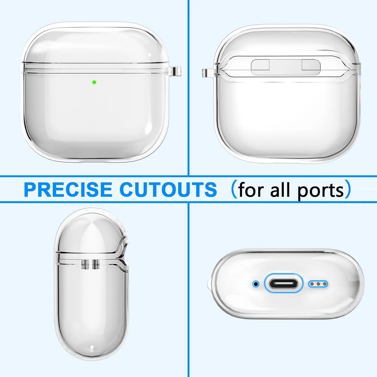DL3 Mobilak AirPods 4 Case Soft TPU Protective Cover [Front LED Visible][Anti-Yellowing], TPC Protective Case With Lanyard, Case Compatible with AirPods 4th Generation 2024, Wireless Charging - Clear