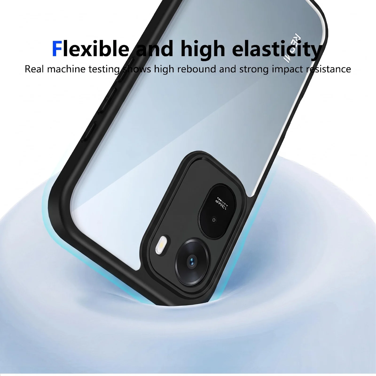 MOBIGON Anti-Yellowing Shockproof Transparent Phone Case for Xiaomi Redmi A7 Pro 4G, Black