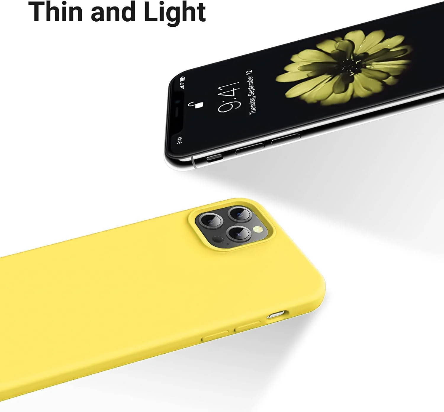 DL3 Mobilak Liquid Silicone Protective Case for iPhone 15 with Camera Protection and Microfiber Lining - Yellow