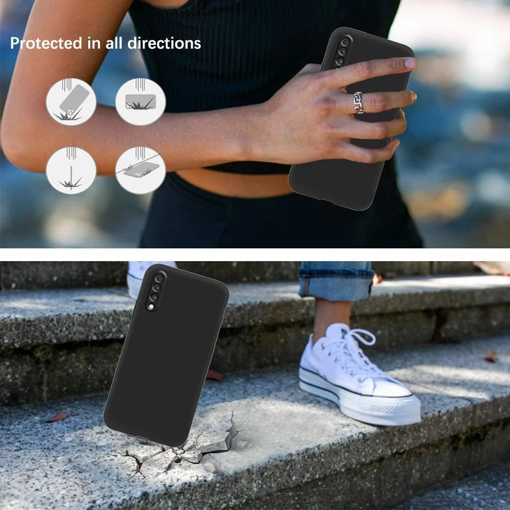 DL3 Mobilak Liquid Silicone Protective Case for Xiaomi Mi 9 Lite with Microfiber Lining and Shockproof Design - Black
