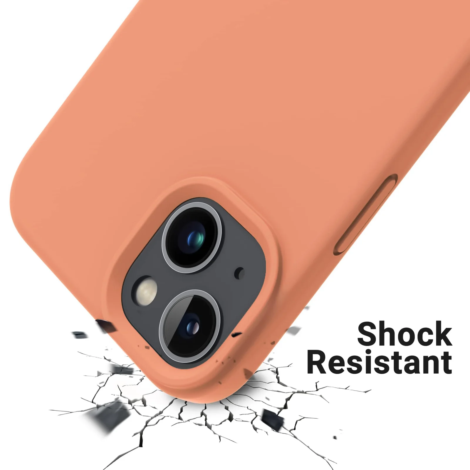 DL3 Mobilak Liquid Silicone Case for iPhone 13 / iPhone 14 (6.1 Inch), Shock-absorbing protection, Scratch-resistant surface, Soft microfiber lining - Light orange