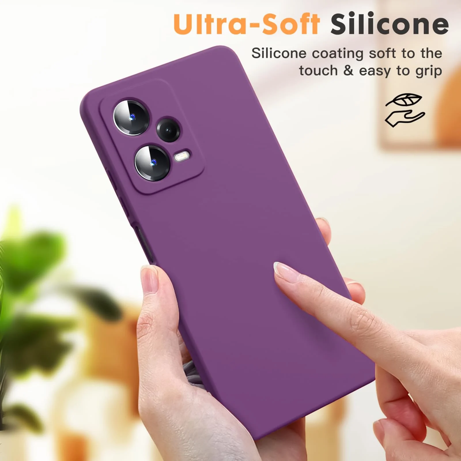 DL3 Mobilak Liquid Silicone Protective Case with Soft Microfiber Lining with Full Camera Protection for Xiaomi Redmi Note 12 Pro Plus 5G - Violet
