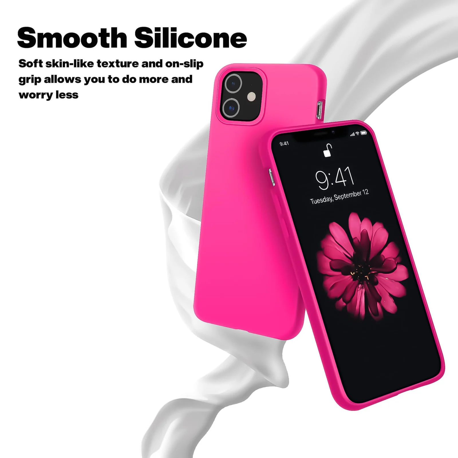 DL3 Mobilak Liquid Silicone Protective Case for iPhone 11 (6.1 Inch) with Camera Protection and Microfiber Lining - Hot Pink