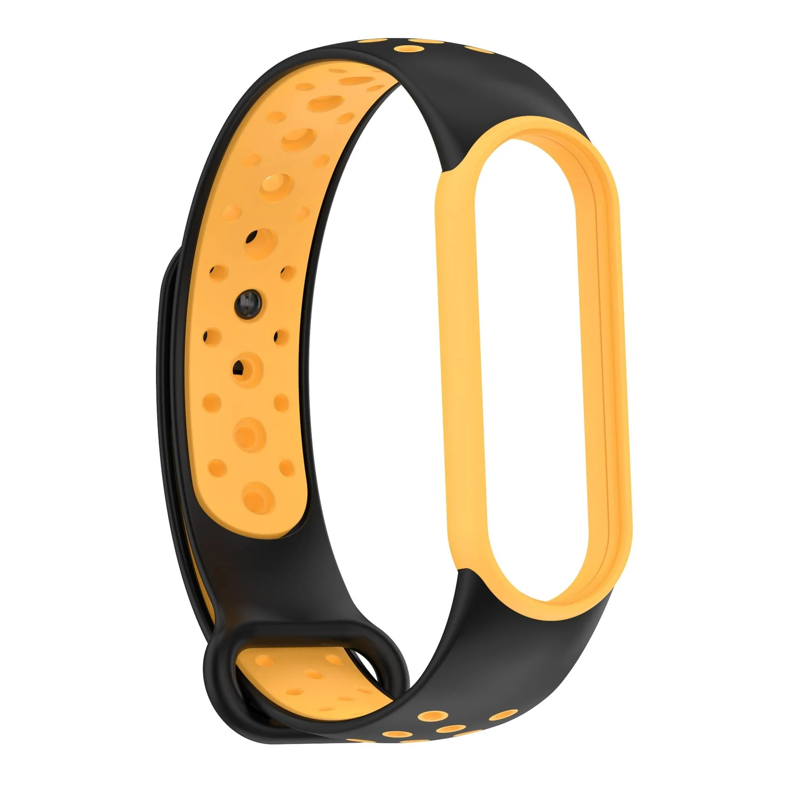 DL3 Mobilak Strap for Xiaomi Mi Band 7 6 5/Amazfit Band 5, Women Men Armband, Two Colours Breathable Adjustable Soft Silicone Replacement Strap for Xiaomi Mi Band 7/6/5 - Black Yellow