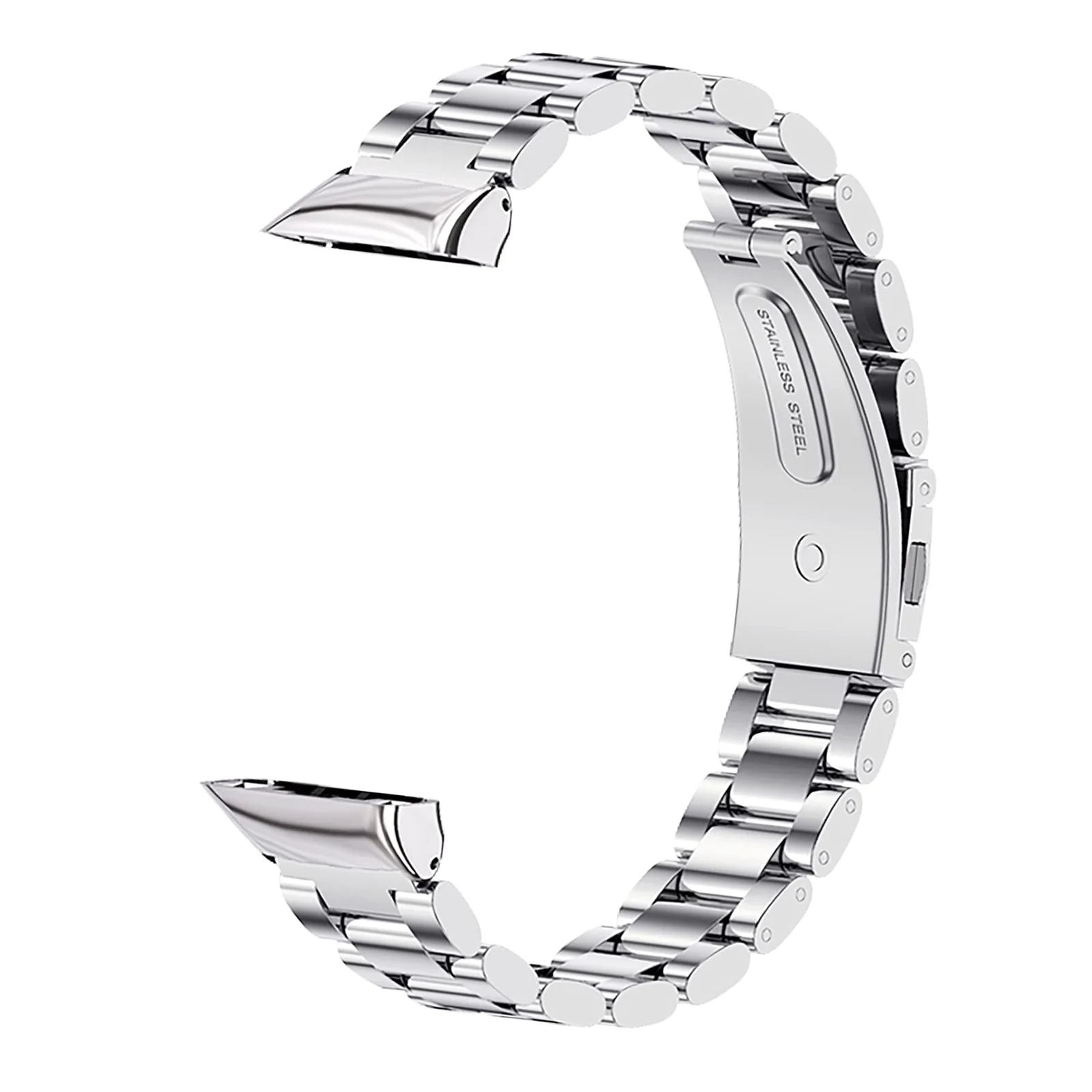 MOBIGON Stainless Steel Bracelet Strap with Double-Folding Clasp for Huawei Band 6 / HONOR Band 6 / HONOR Band 7, Silver