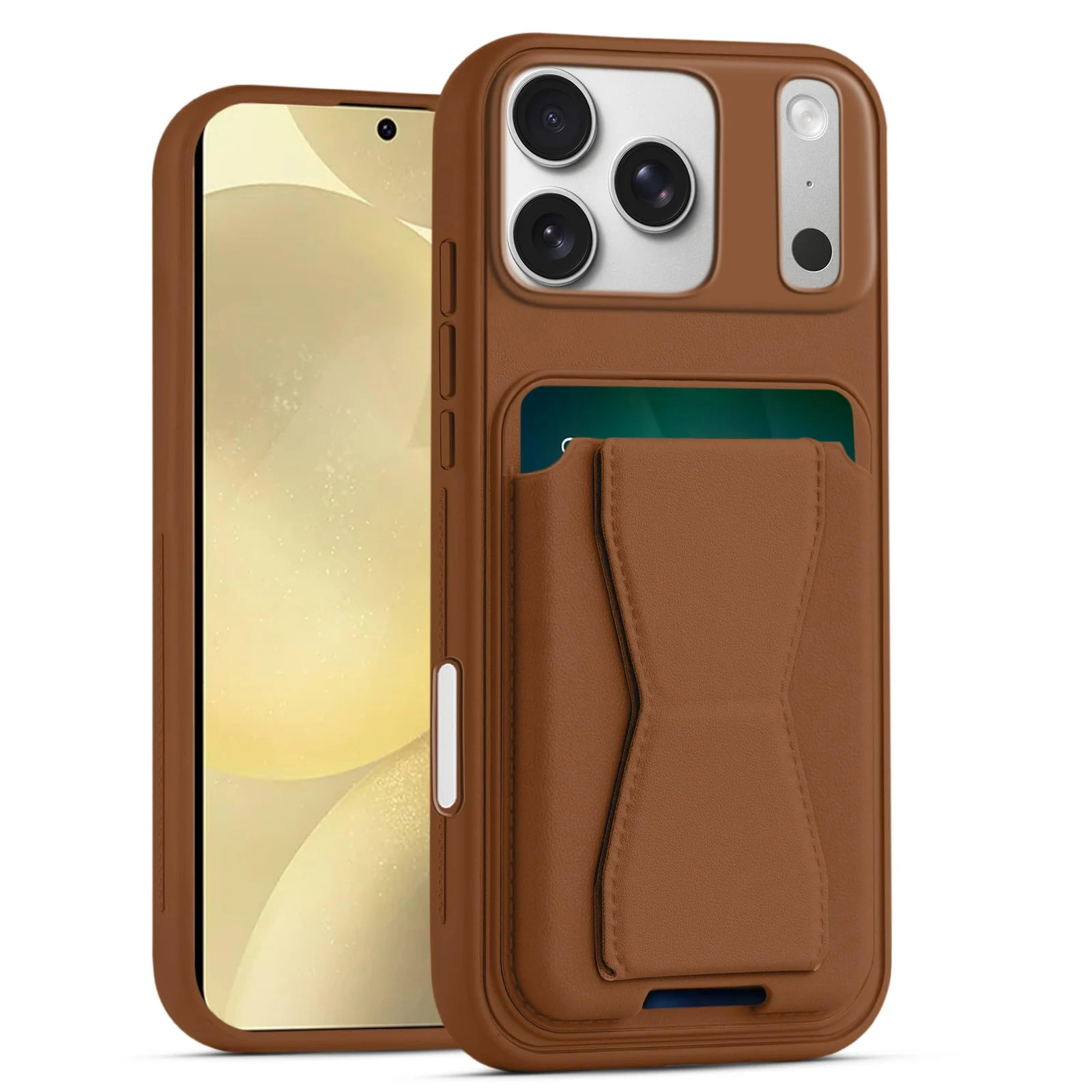 DL3 Mobilak Leather Wallet Case with Card Slot for iPhone 17 Pro Max 6.9-Inch with Camera Protection and Shockproof Design - Brown
