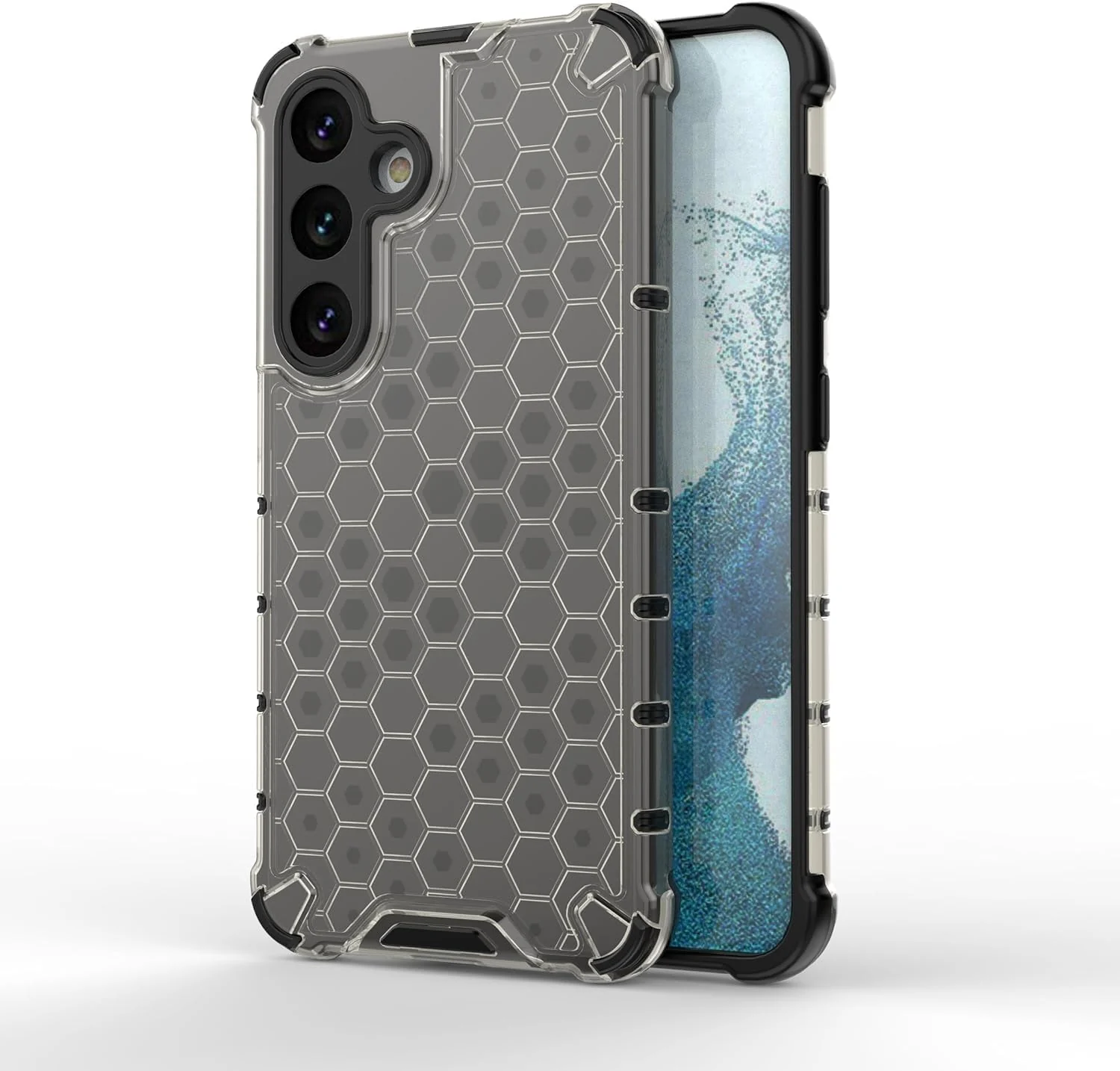 DL3 Mobilak Case For Samsung Galaxy A15, [Honeycomb Design] Drop Protection, Ultra Thin TPU + PC Transparent Silicone Protective Case, Shockproof Cover - Black