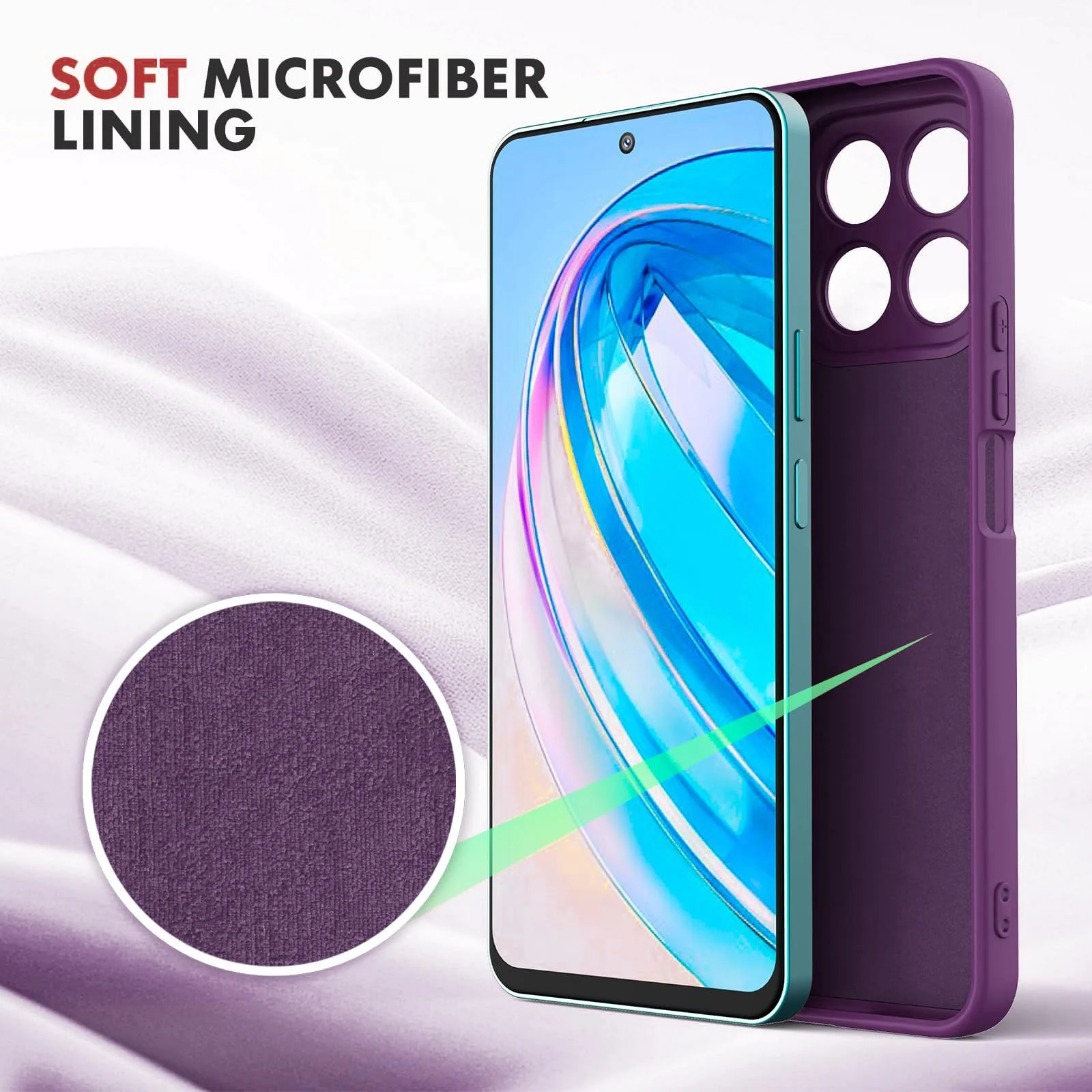 DL3 Mobilak Liquid Silicone Protective Case with Soft Microfiber Lining with Full Camera Protection for Honor X8A - Violet
