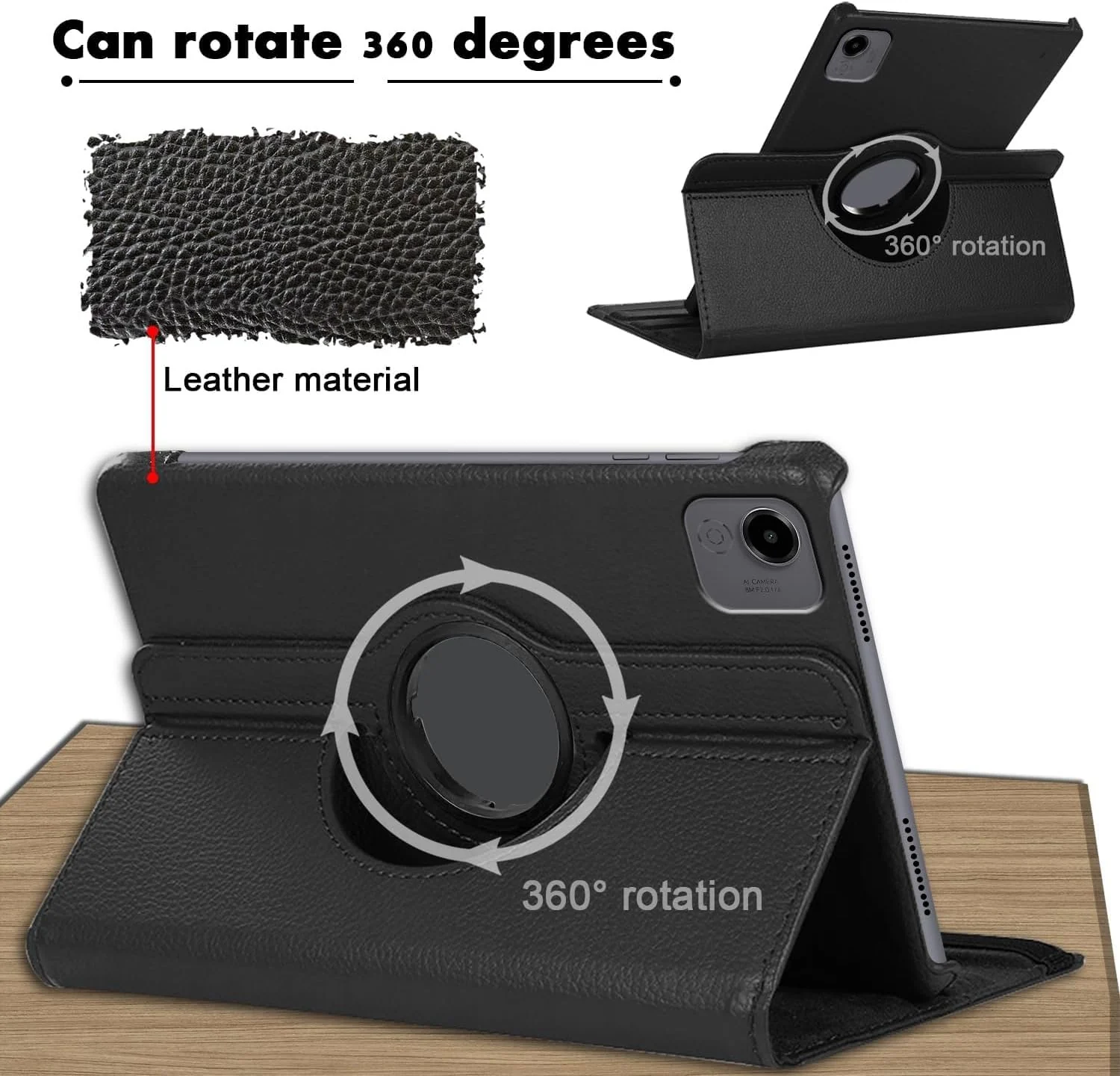 DL3 Mobilak Protective Cover for Honor Pad X9a 11.5 inch, 360° Rotatable Smart Stand, Leather Folio Flip Cover with Multi-Angle Viewing, Auto Wake Sleep - Black