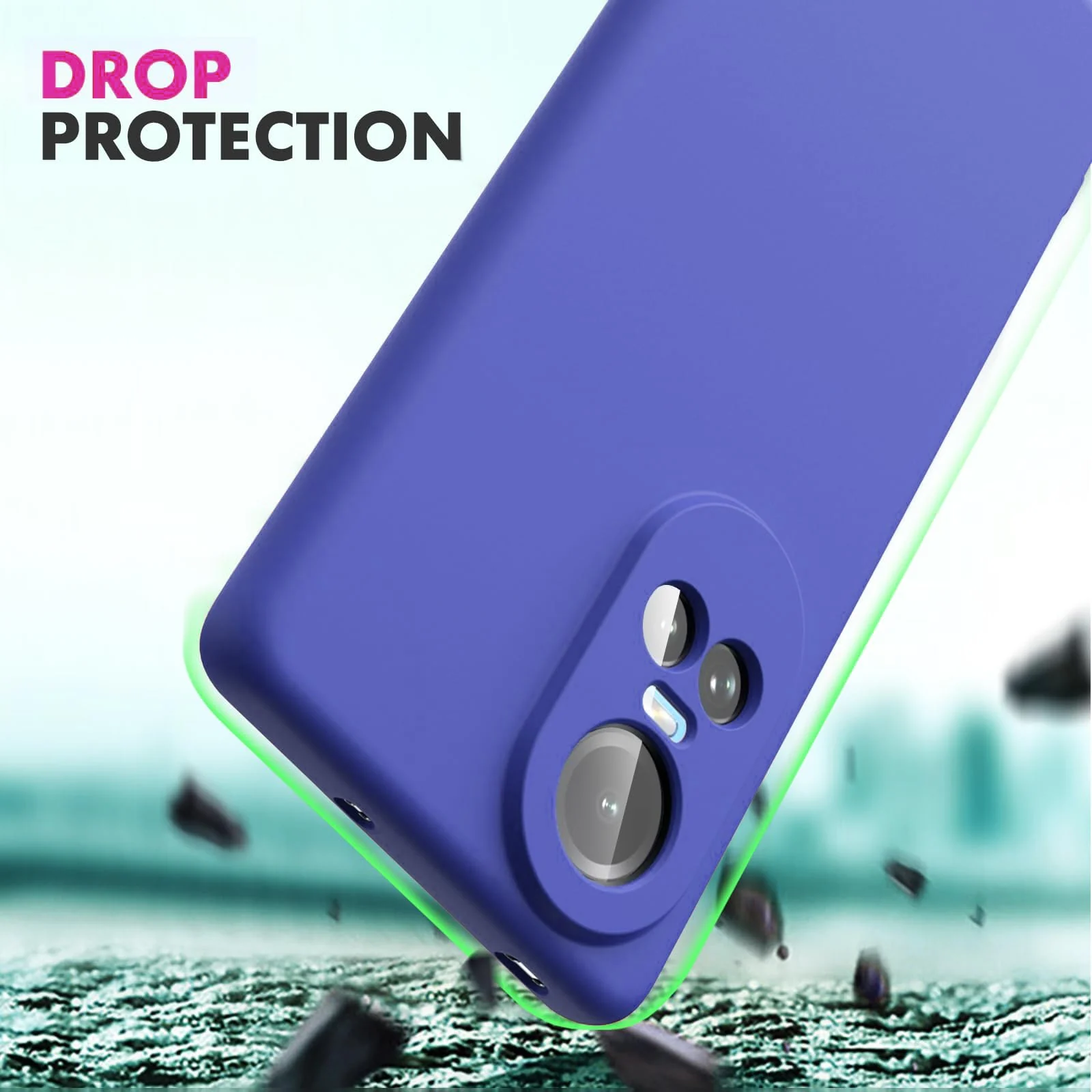 DL3 Mobilak Liquid Silicone Protective Case with Soft Microfiber Lining with Full Camera Protection for OPPO Reno 10 5G / OPPO Reno 10 Pro 5G - Light Blue