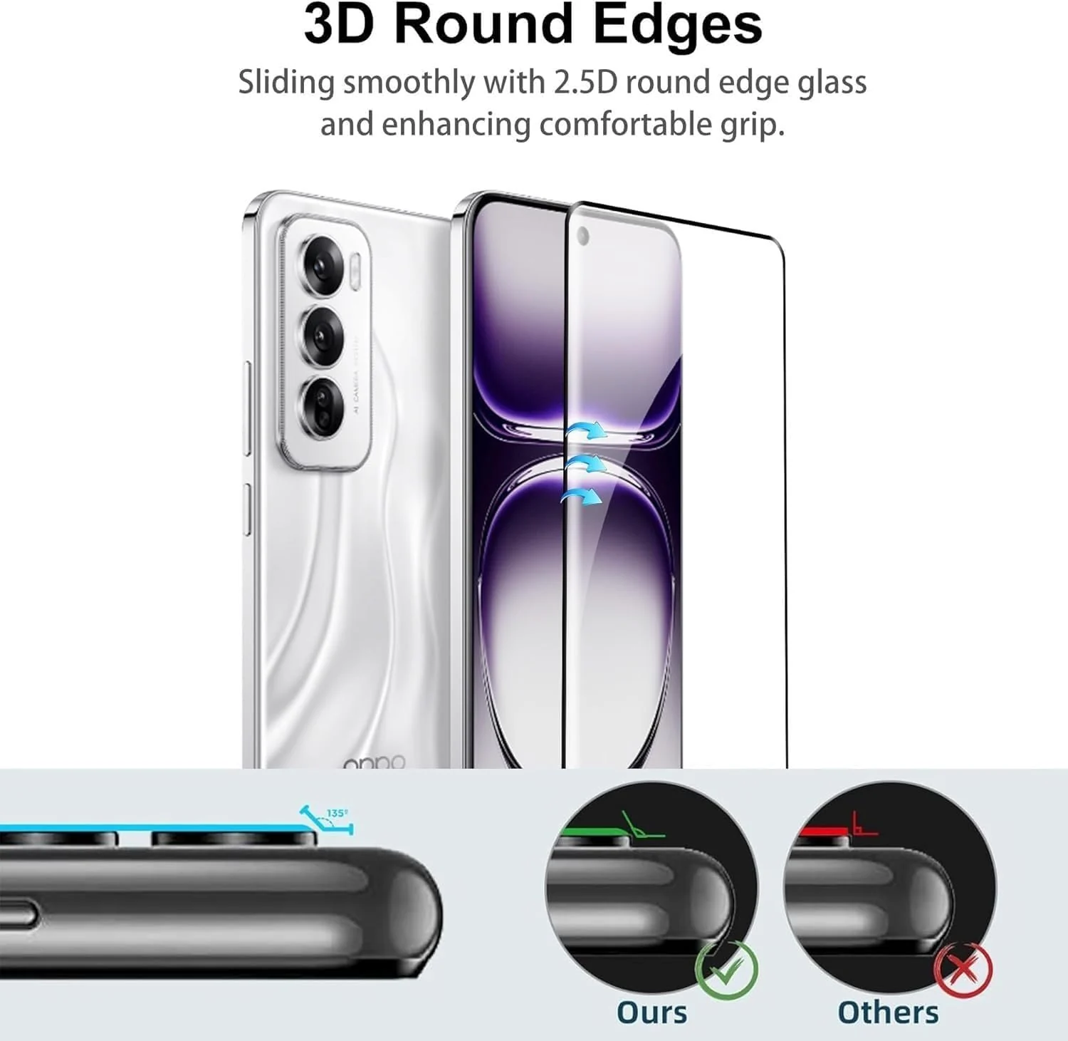 DL3 Mobilak Full Curved 5D Glass Screen Protector Full Glue For OPPO Reno 12 - Black