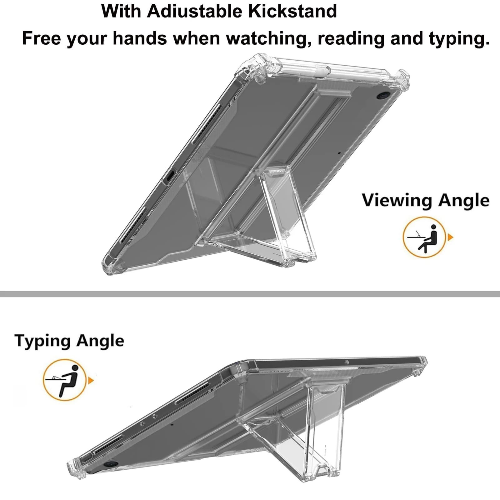 DL3 Mobilak Transparent Stand Case for iPad 9/8/7 (10.2-Inch, 2021/2020/2019 Model, 9th/8th/7th Generation) Case Shockproof, Thin Slim Anti-Yellowing Bumper, Kickstand Cover, with Pencil Holder - Clear