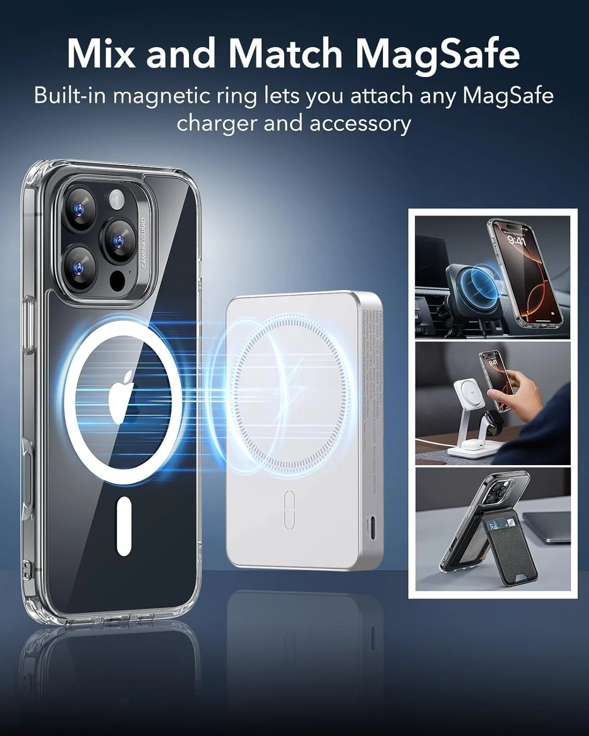DL3 MOBILAK for iPhone 16 Pro Case Clear [Compatible with MagSafe] Slim Magnetic Clear Bumper Case