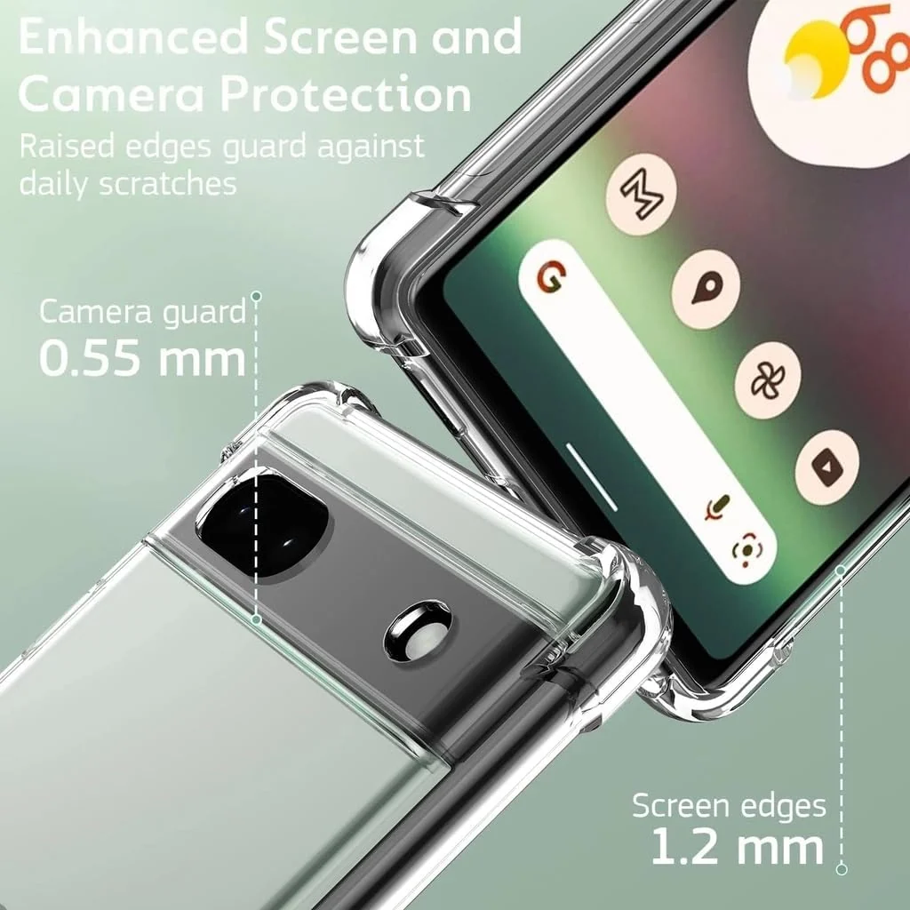 DL3 Mobilak Case Compatible with Google Pixel 8A, Cover SiliconeTransparent TPU Gorilla Anti-shock Protector Camera Shockproof Corners - Clear