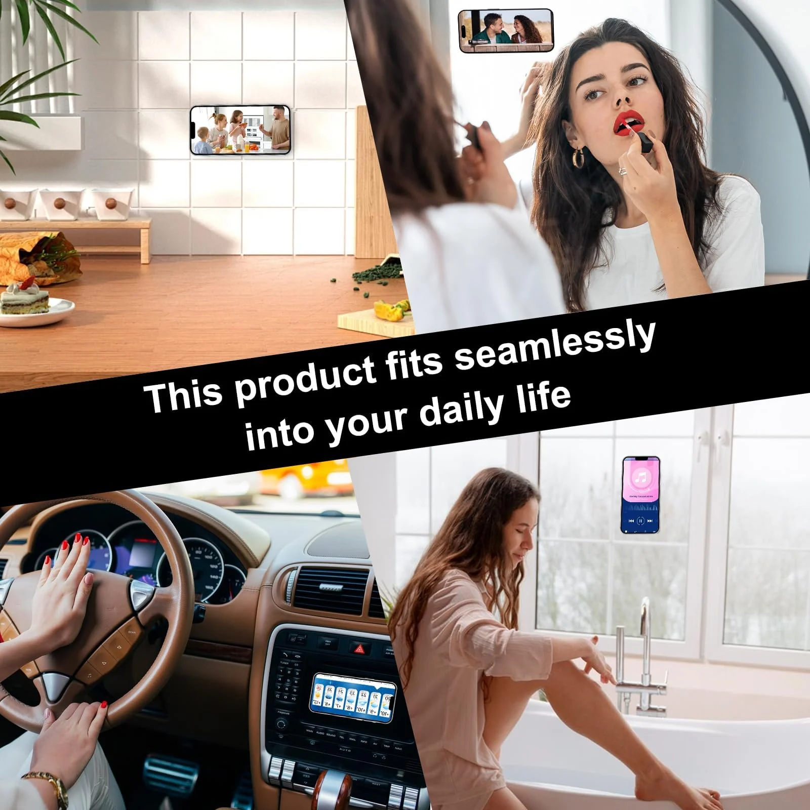 DL3 Mobilak Silicone Suction Cup Phone Mount for iPhone and Android, Double-sided suction design, Hands-free phone support, Strong suction grip - Orange