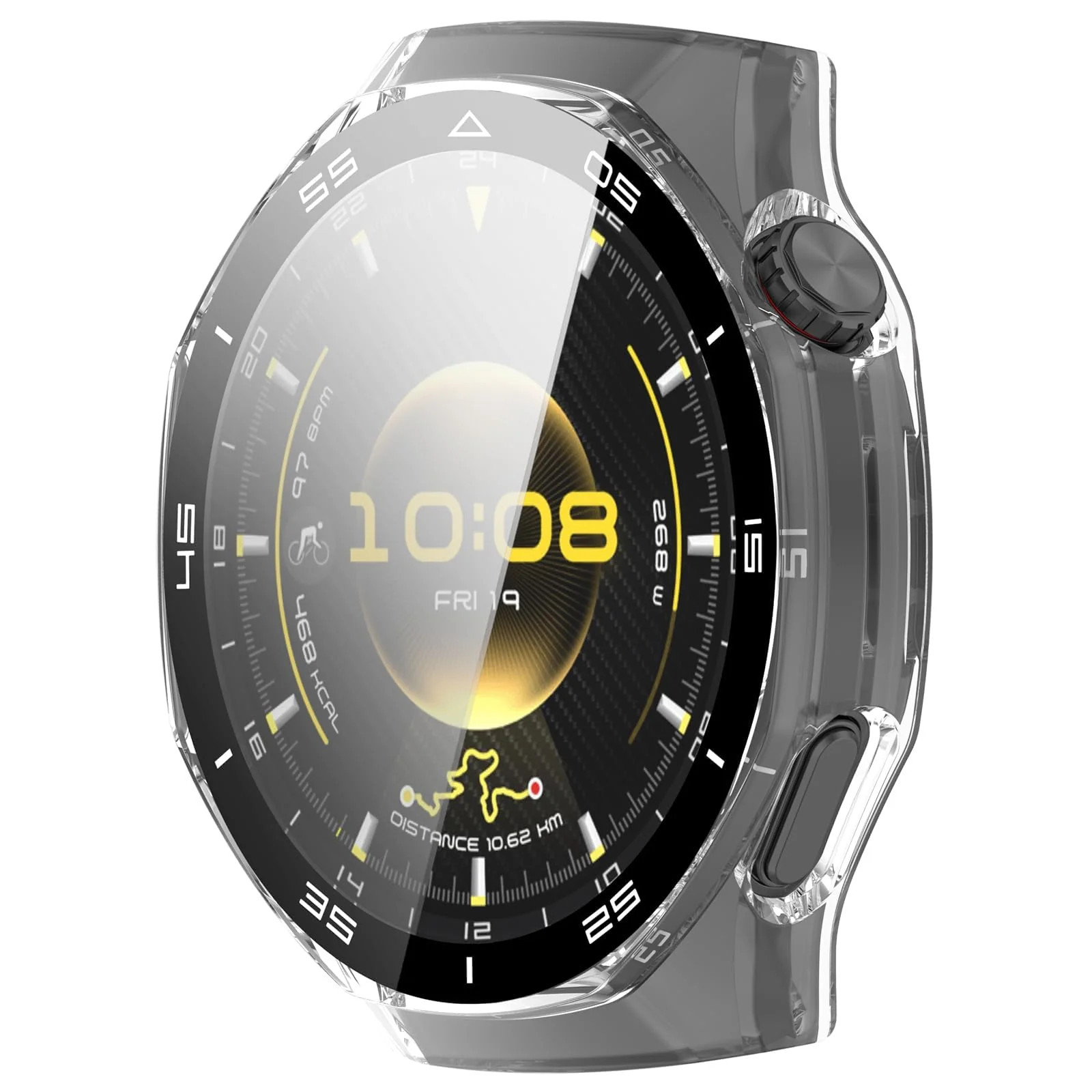 DL3 Mobilak Protective Case for Huawei Watch GT 6 Pro 46mm, Hard PC Bumper Cover with Built-in Tempered Glass Screen Protector Shell Cover Full Coverage with Scale for GT6 Pro 46 mm - Clear