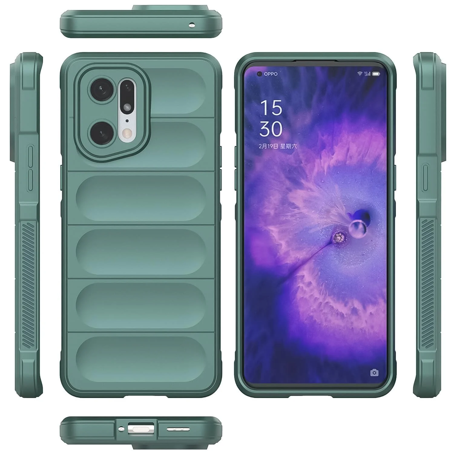 DL3 Mobilak Flexible Silicone and TPU Protective Case with Camera Protection for OPPO Find X5 Pro - Green