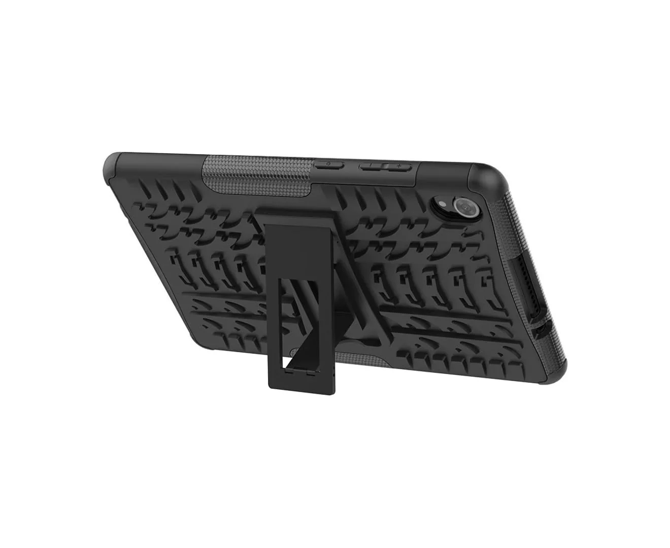 DL3 Mobilak Case For Lenovo Tab M8 4th Gen 2023/3rd Gen 2022/HD LTE 2021/Tab M8 HD/Tab M8 FHD 2019 8.0 inch, Hybrid Rugged Armor Heavy Duty 2 in 1 TPU + PC Dual Layer Case with Kickstand - Black