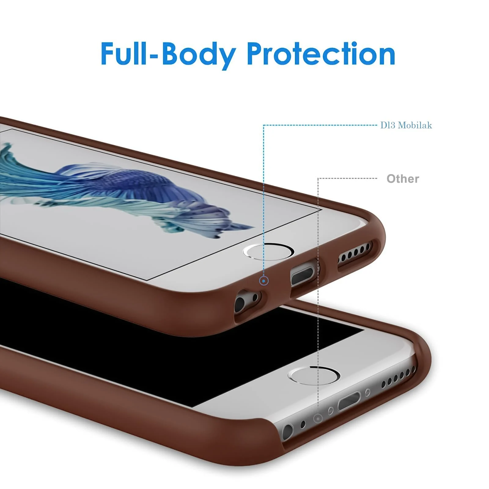 DL3 Mobilak Liquid Silicone Protective Case with Soft Microfiber Lining for iPhone 6 / 6S - Brown