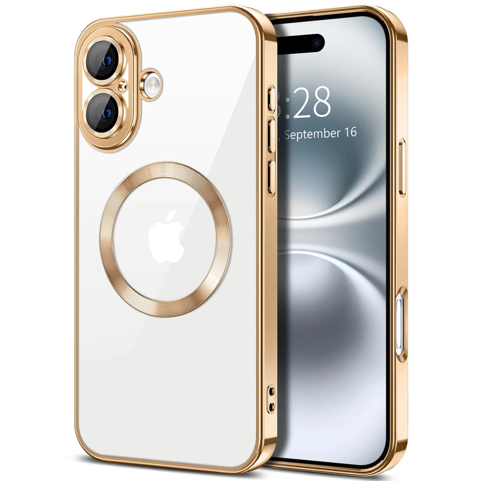 DL3 Mobilak Plated-Edge TPU Protective Case with Camera Protection for iPhone 16 Plus - Gold
