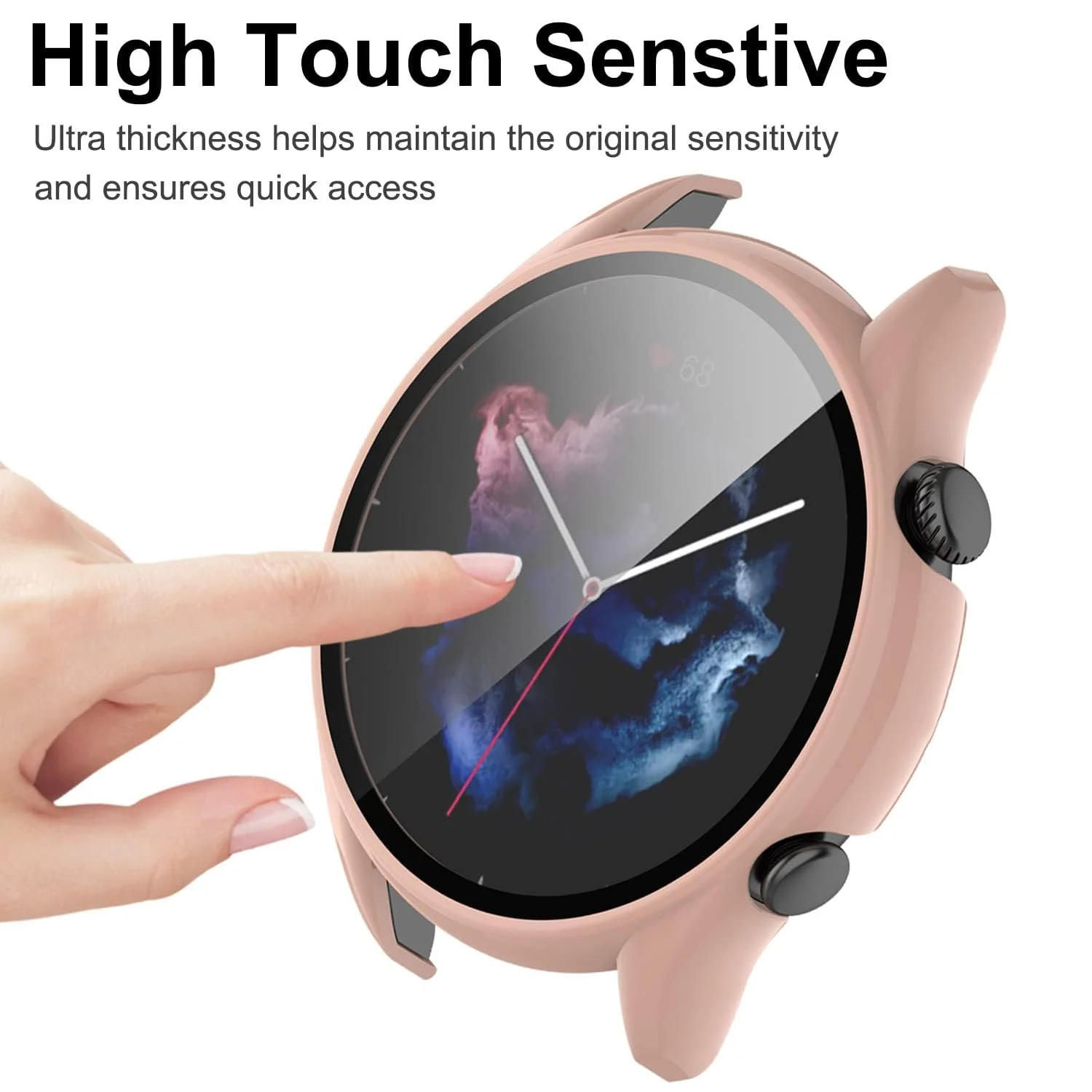 DL3 Mobilak Protective Case Compatible with Amazfit GTR 2 / GTR 2e 9H Hardness PC Case Bumper Full Slim Protective Cover with Tempered Glass For Amazfit GTR2 / GTR 2e - Pink
