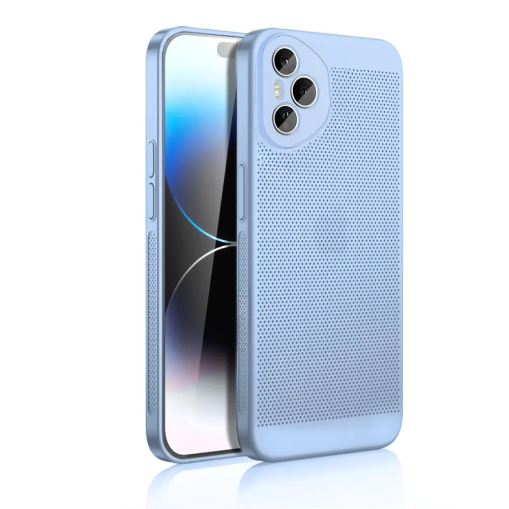 DL3 Mobilak Case For Honor 400 Pro 5G Heat Dissipation Case with Built-in Camera Lens Protector Slim Fit Breathable Cooling Anti-Fingerprint Hard PC Back Shockproof Cover - Baby Blue