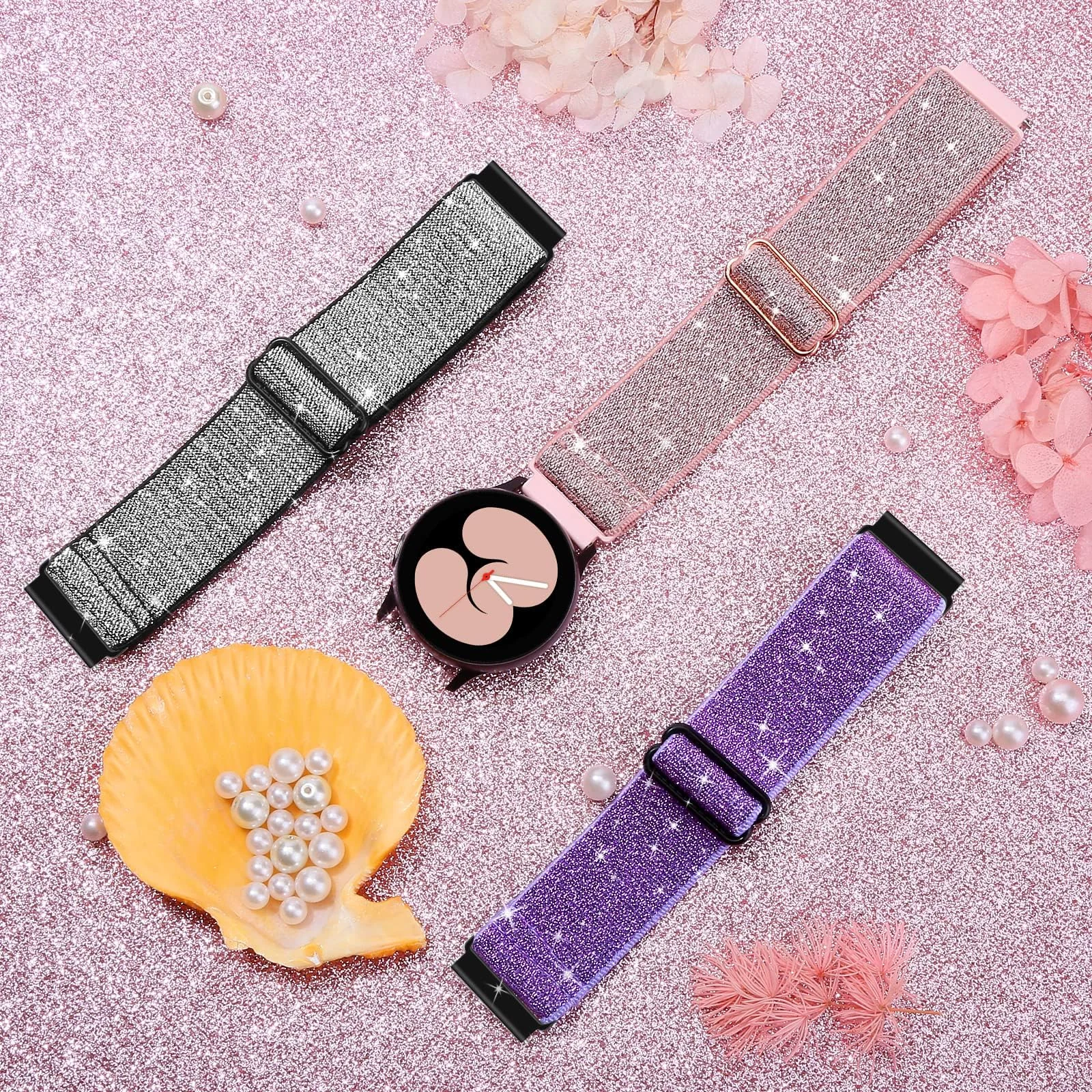 DL3 Mobilak Strap Nylon Loop 22MM Band For Xiaomi Redmi Watch 5 Active/5 Lite/Samsung Galaxy Watch 3 45mm/Watch 46mm/Gear S3/For Huawei watch GT5 GT4 GT3 GT2 GT 46MM/GT2E/GT2 Pro/GT 3 Pro/GT5 Pro - Shiny Pink
