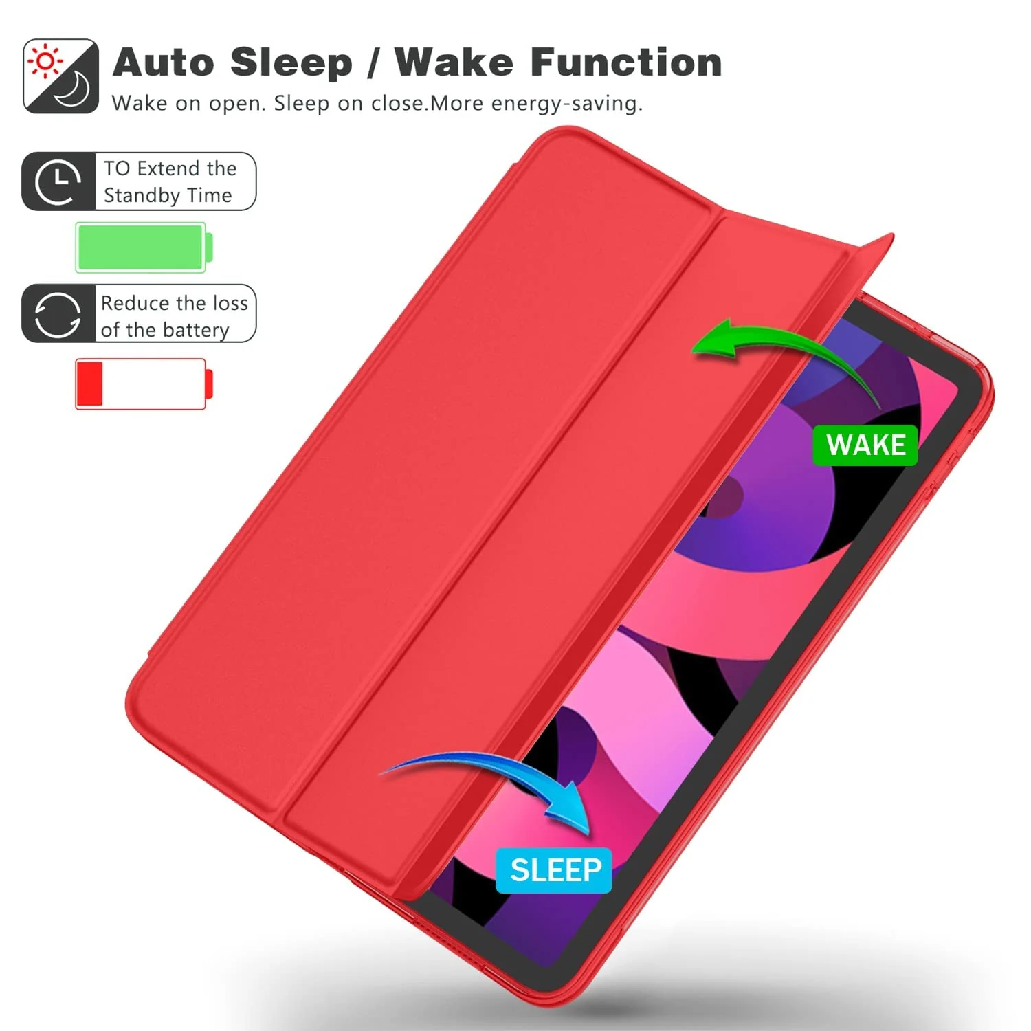 DL3 Mobilak Smart Case Compatible with Samsung Galaxy Tab A7 Lite 8.7 2021 (SM-T220/ T225/T227), Case Flip Cover Leather Case Soft TPU Back And Trifold Stand With Auto Sleep - Red