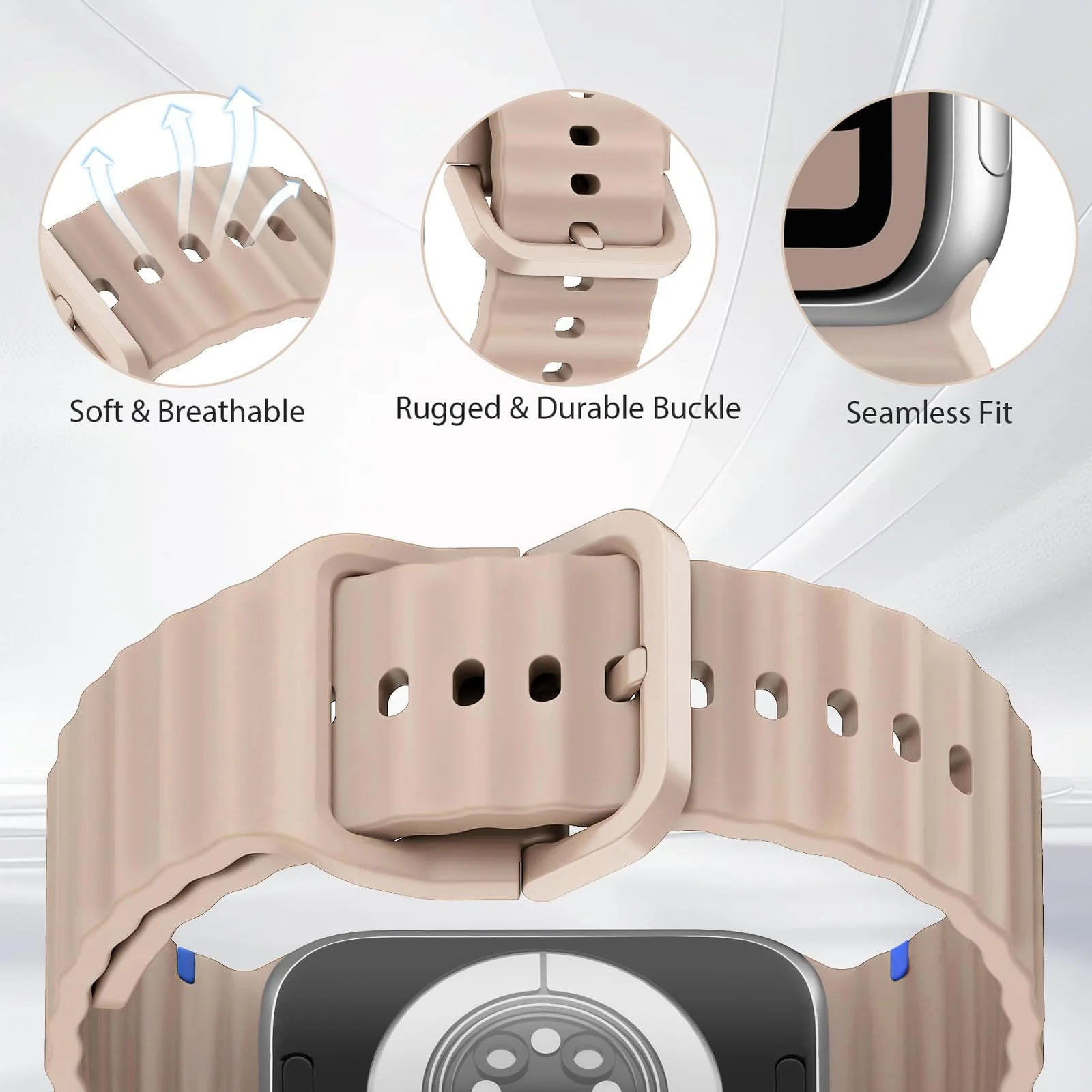 DL3 Mobilak Sport Strap for Apple Watch 49mm (Ultra 3/2/1) 46mm 45mm 44mm 42mm for Women Men, Soft Silicone Replacement Strap for iWatch Series 11/10/9/8/7/6/5/4/3/2/1/SE 3 2 1 - Milktea