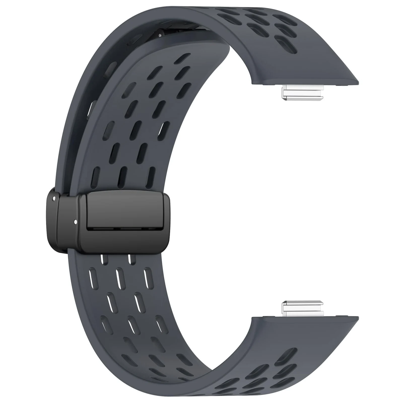 DL3 Mobilak Silicone Strap Compatible with Huawei Watch Fit 3/Fit 4/Fit 4 Pro Magnetic Metal Buckle Sport Silicone Breathable Strap for Men Women Band Quick Release Soft Replacment Wristband - Dark Gray