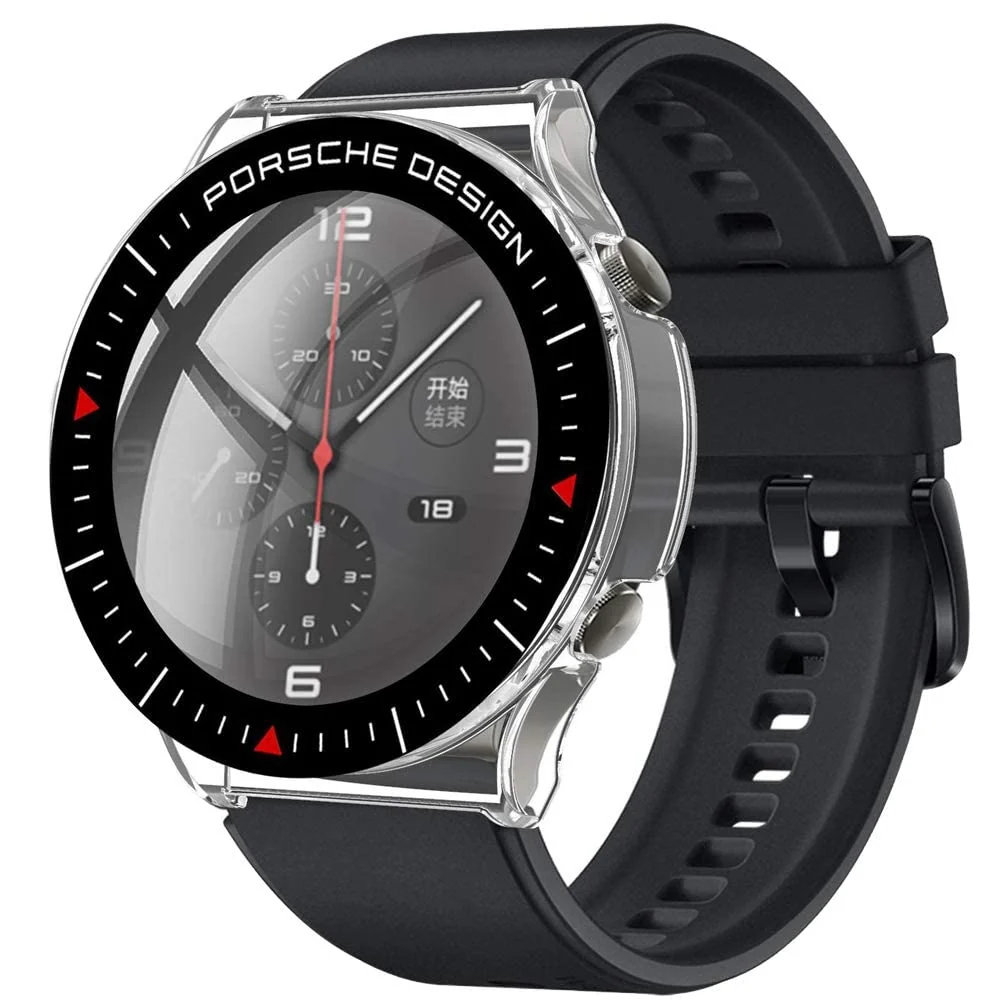 DL3 Mobilak Case Compatible with Huawei Watch GT2 Pro PC Cover with Bezel Tempered Glass Protection, Ultra Thin Full Protection for Huawei Watch GT 2 Pro Protective Case - Clear