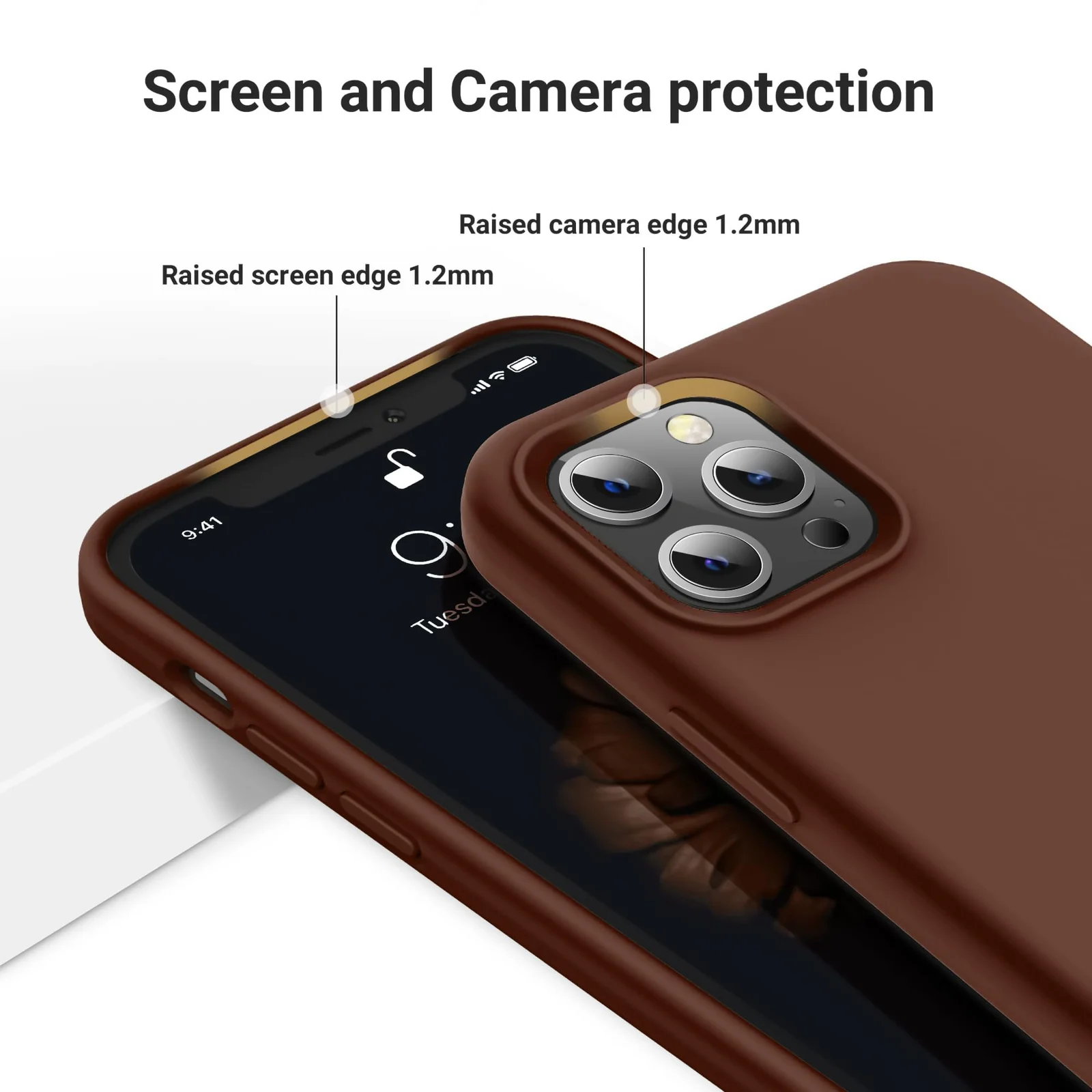 DL3 Mobilak Liquid Silicone Protective Case for iPhone 11 Pro Max (6.5 Inch) with Camera Protection and Microfiber Lining - Brown