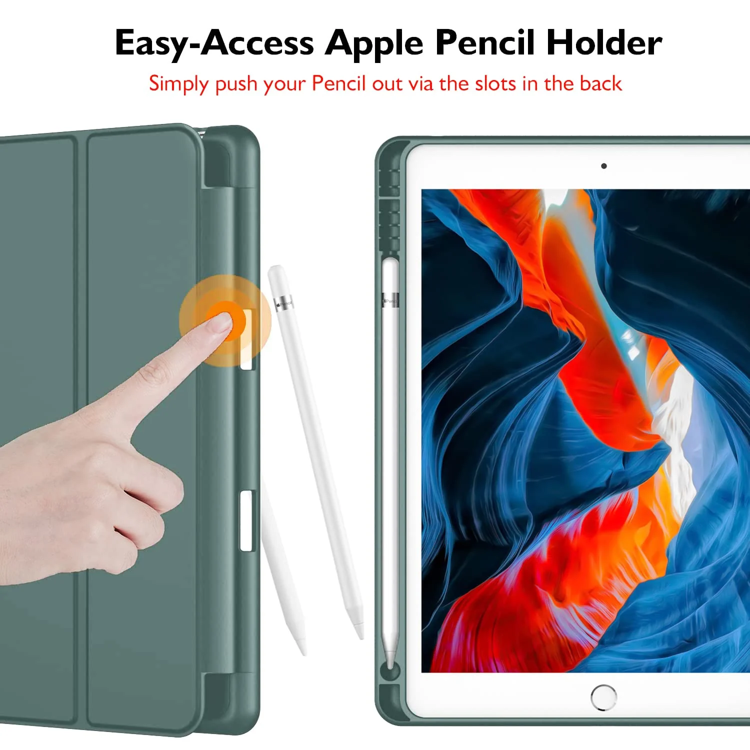 DL3 Mobilak Case For iPad 9.7-inch, (2018/2017), iPad Pro 9.7 Inch 2016, iPad Air 2nd/1st Smart Cover with Pencil Holder and Soft Silicone Back and Full Body Protection, Auto Wake/Sleep Cover - Green
