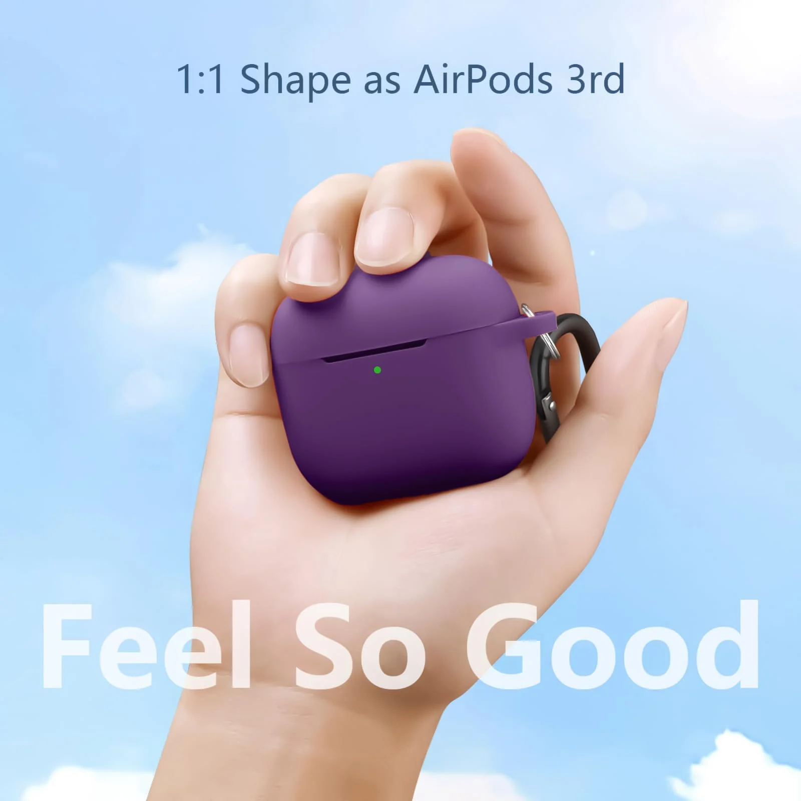DL3 Mobilak AirPods 3 Case Cover, Silicone Protective Accessories Skin with Keychain Compatible with Apple AirPod 3rd Generation 2021 for Women Girl, Front LED Visible - Violet