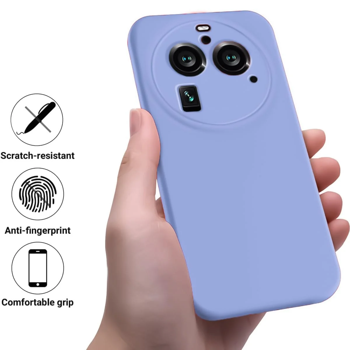 DL3 Mobilak Liquid Silicone Protective Case with Soft Microfiber Lining with Full Camera Protection for OPPO Find X6 Pro - Baby Blue