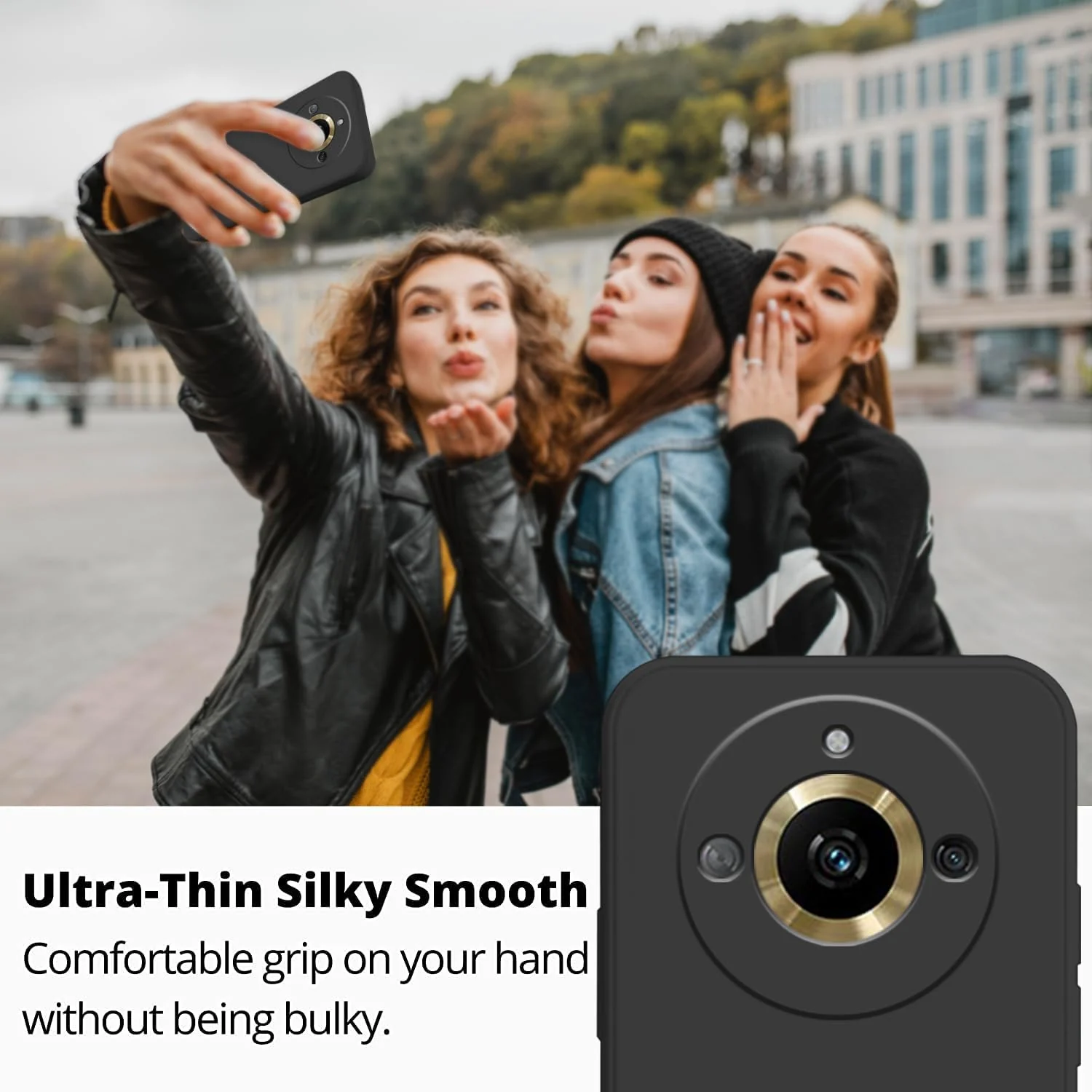 DL3 Mobilak Compatible with realme 11 Pro & realme 11 Pro+ 5G, Liquid Silicone Case, Full Body Camera Protective Cover, Shockproof, Slim Phone Case, Soft Microfiber Lining - Black