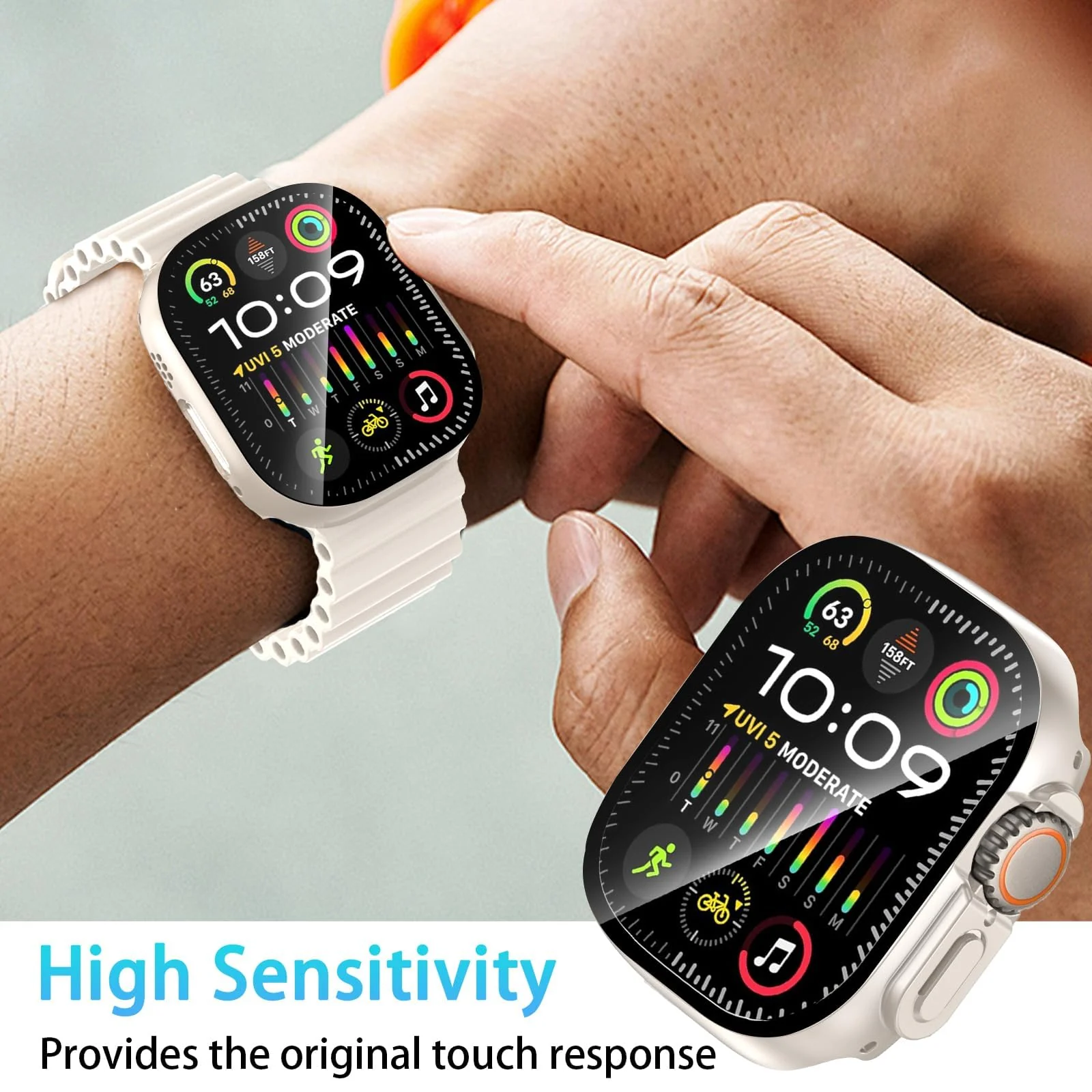 DL3 MOBILAK Full-Coverage Watch Case with Tempered Glass for Apple Watch Ultra 1 and 2 49MM - Starlight