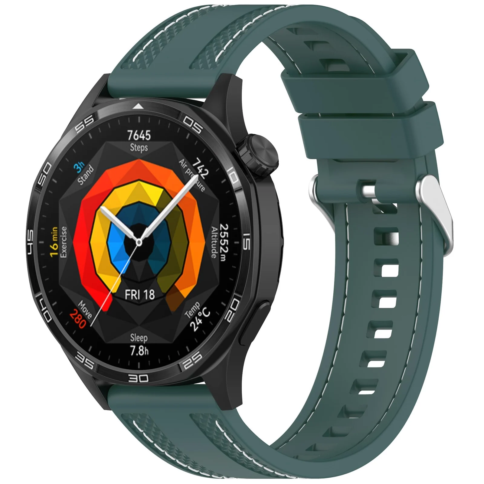 DL3 Mobilak 22mm Rubber Strap Compatible with Huawei Watch GT 6 46mm/GT 6 Pro/GT5 46mm/GT 5 Pro/GT4 46mm/GT 3 Pro, Soft Durable Bracelet Nylon Silicone Replacement Band for Huawei Watch 4 Pro/Watch 3 - Pine Green