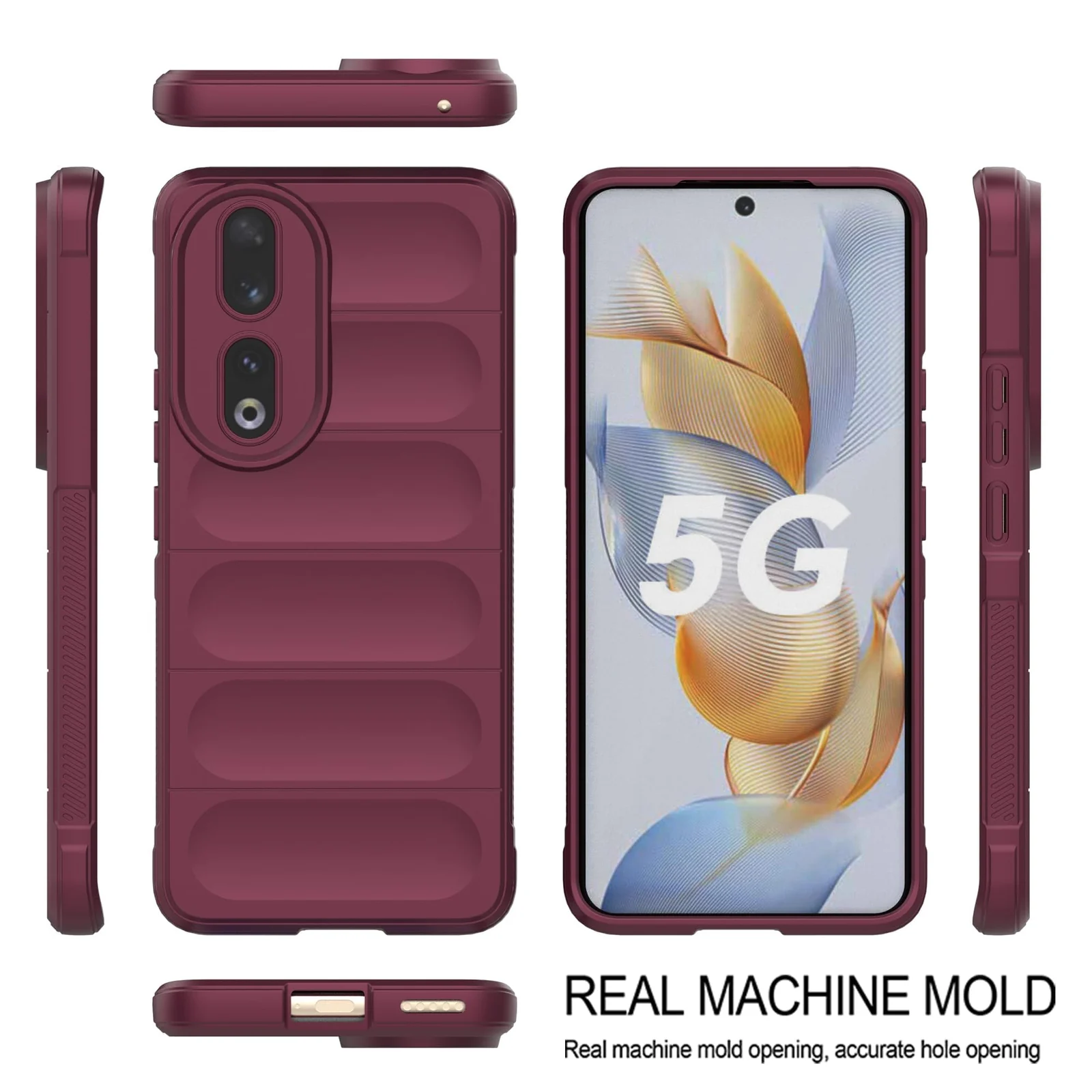 DL3 Mobilak Soft Silicone Protective Case for Honor 90 with Camera Protection and Shockproof Design - Wine Red