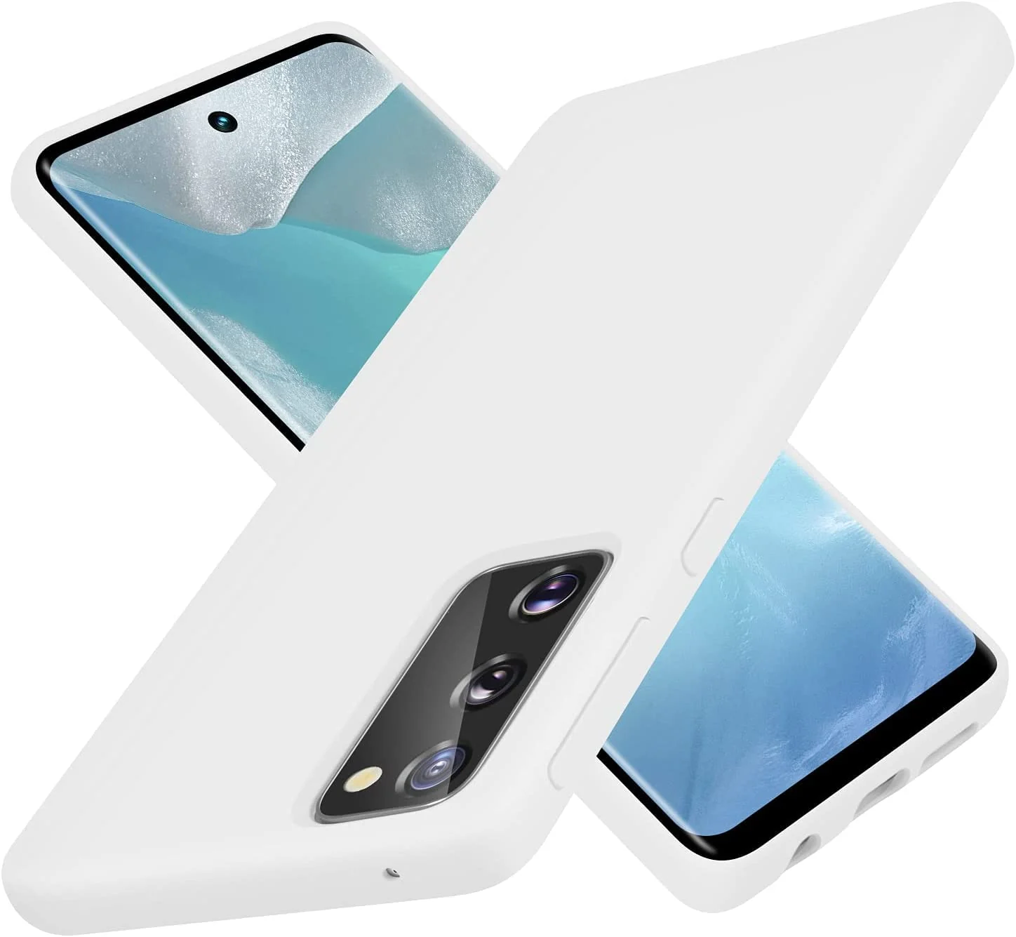 DL3 Mobilak Samsung Galaxy S20 FE Case, Soft Flexible Silicone Gel Rubber Bumper Cover, Slim Fit Full Body Shockproof Protective Phone Case for Samsung Galaxy S20 FE White - Black