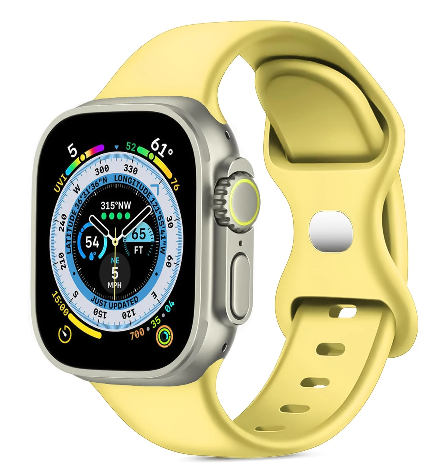 DL3 Mobilak Band with Case For Apple Watch Ultra/Ultra 2 49mm, Adjustable Silicone Sport Wristband Replacement, Strap With Cover Built-in Glass Screen Protector for iWatch Ultra 49 mm - Yellow
