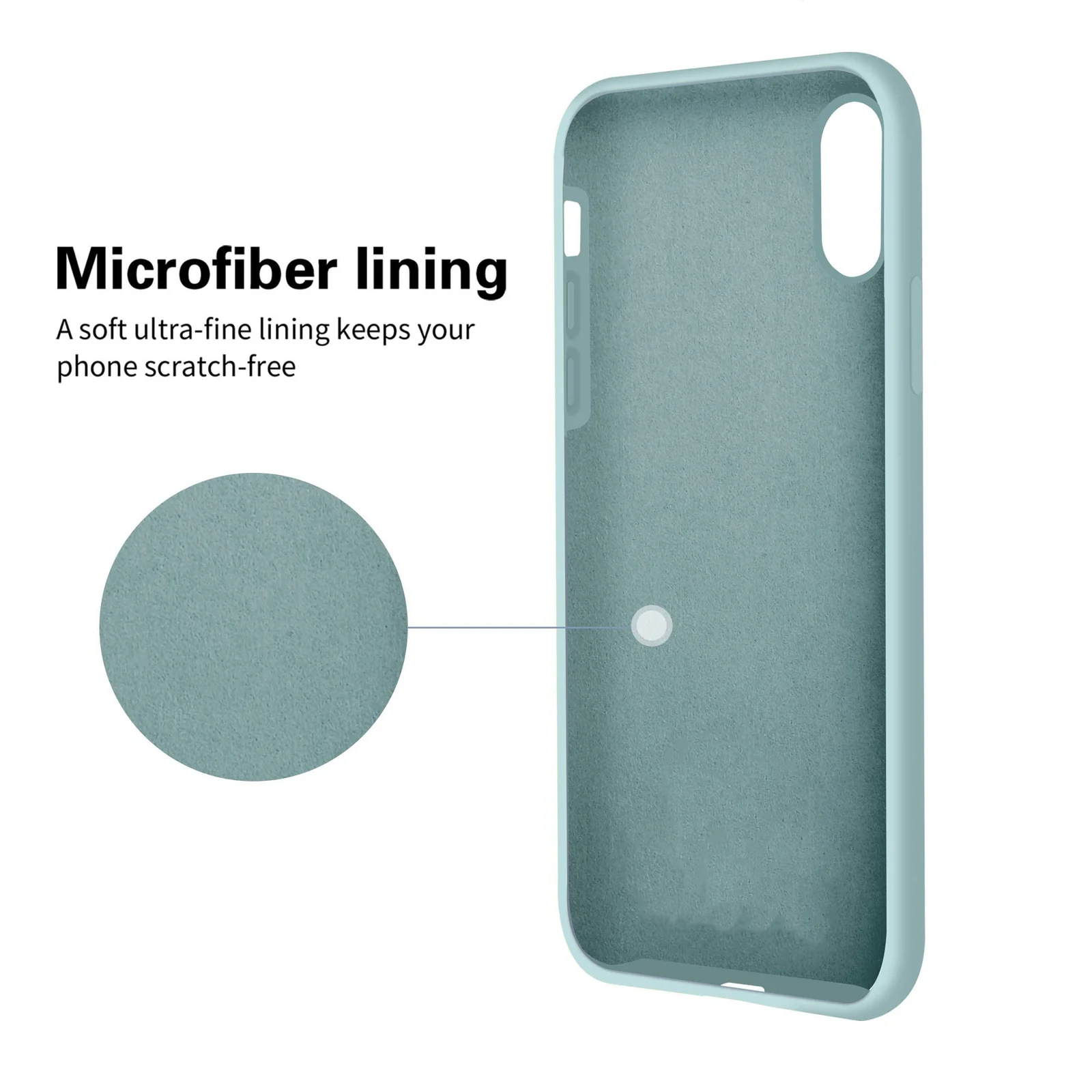 DL3 Mobilak Liquid Silicone Protective Case with Soft Microfiber Lining for iPhone XS Max - Mint Green