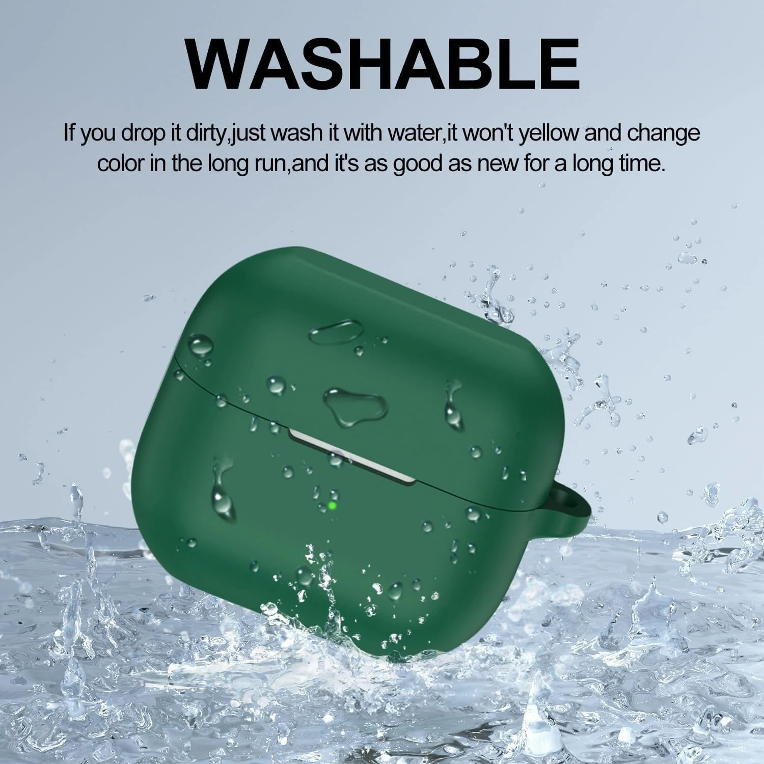 DL3 Mobilak Compatible with Samsung Galaxy Buds 3 Pro/Buds 3 Case Cover, Soft Silicone Shockproof Protective Case Wireless Earbuds with Carabiner, Front LED Visible - Green