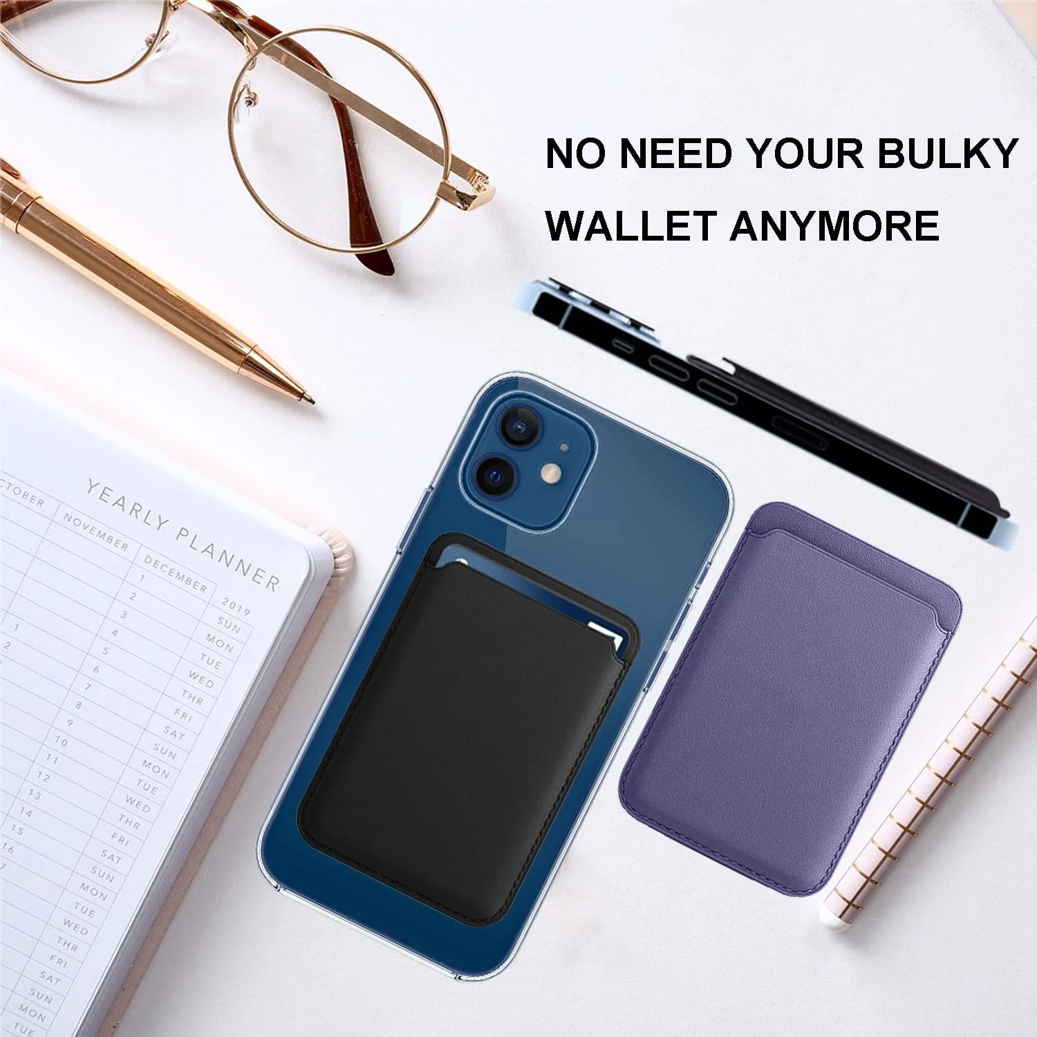 DL3 Mobilak Magnetic Card Holder Phone Wallet for iPhone 16/15/14/13/12 Series with MagSafe, Wallet for iPhone 16 15 14 Pro Max Plus Series, MagSafe 3 Wallet for iPhone 13 12 Pro Max Mini Series - Purple