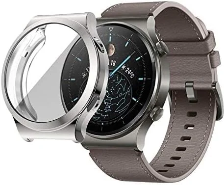 DL3 Mobilak Case Compatible with Huawei GT2 PRO Case All-Around Screen Protector Watch Soft TPU Shockproof Cover Slim Guard Thin Bumper Protector - Silver